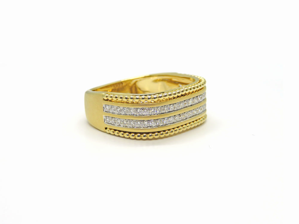 14kt Yellow Gold Double Row Square Design Diamond Channel Fashion Ring