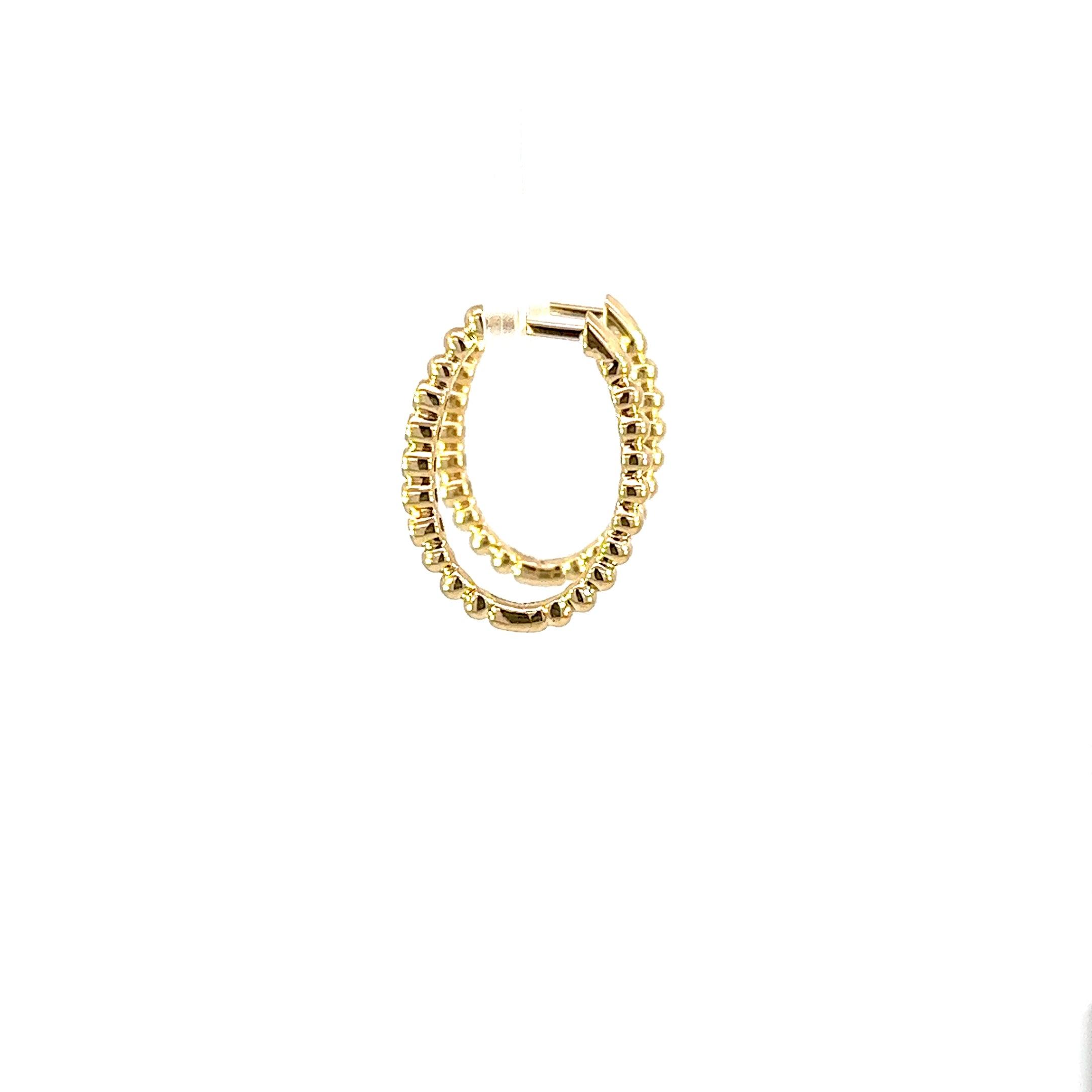 14k Yellow Gold & Bezel Set Diamond Beaded Hoops