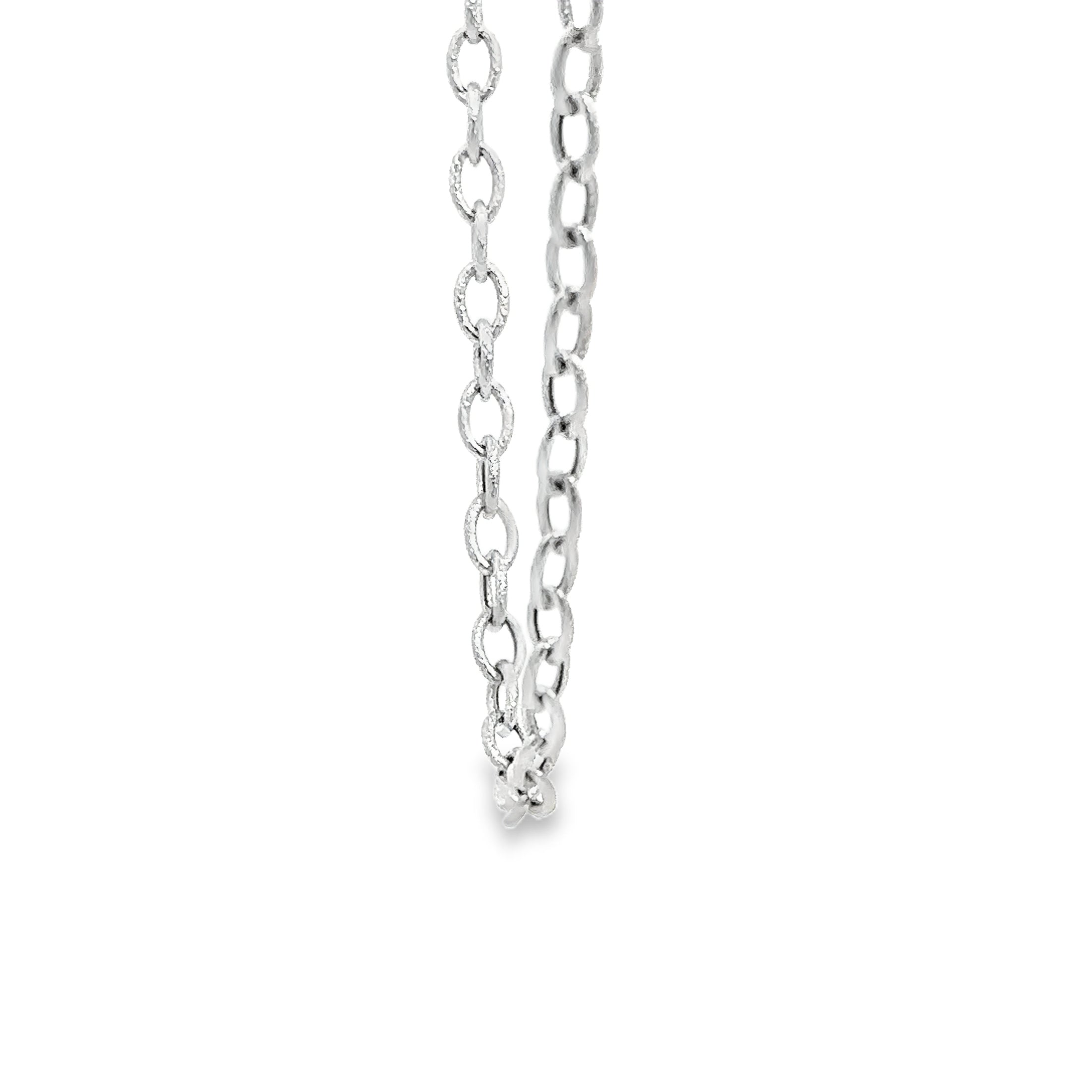 14k white gold open link textu