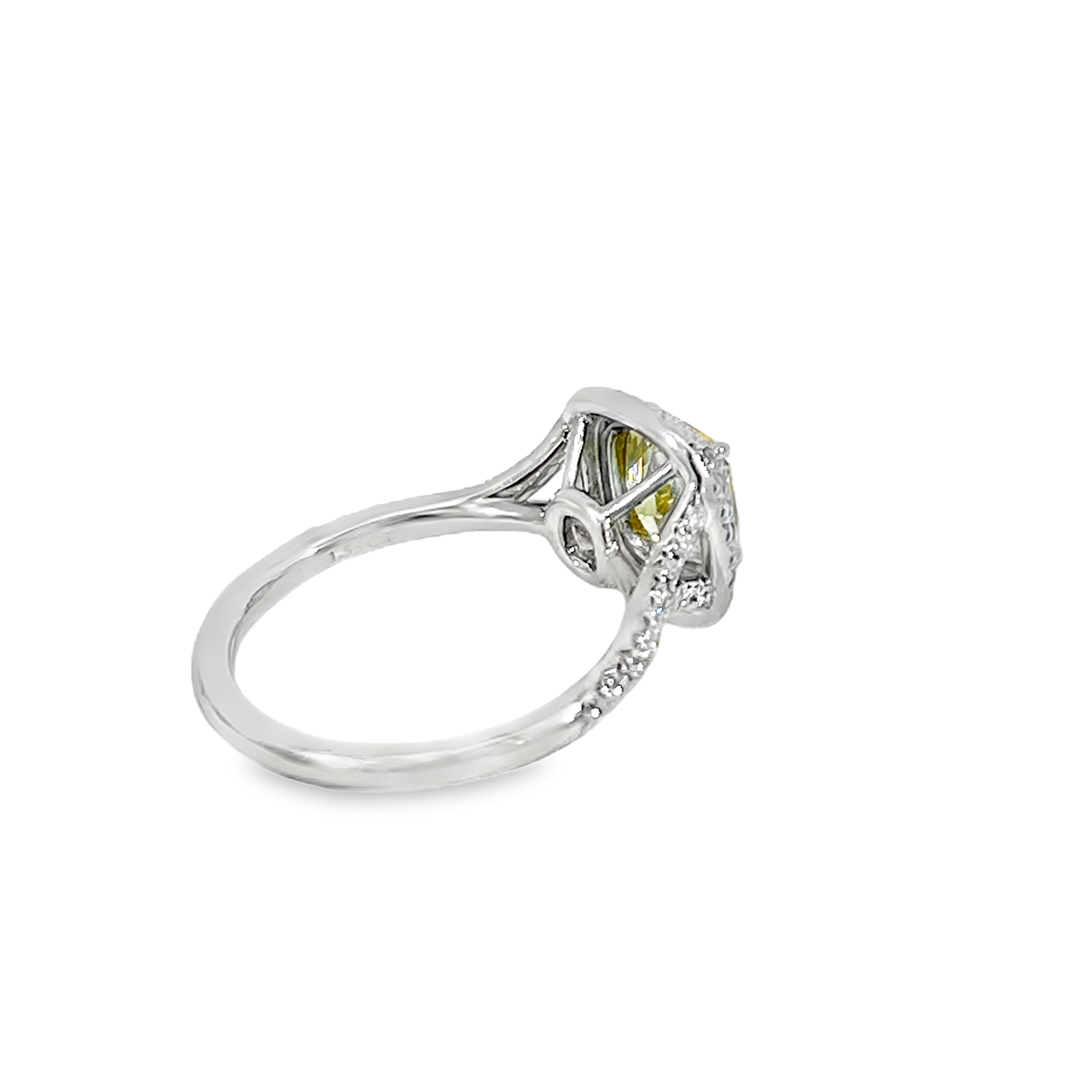 Estate Tiffany & Co. Soleste® 1.55 CT Fancy Yellow Cushion-Cut Diamond Double Halo Ring Approx. 3.00  CTTW