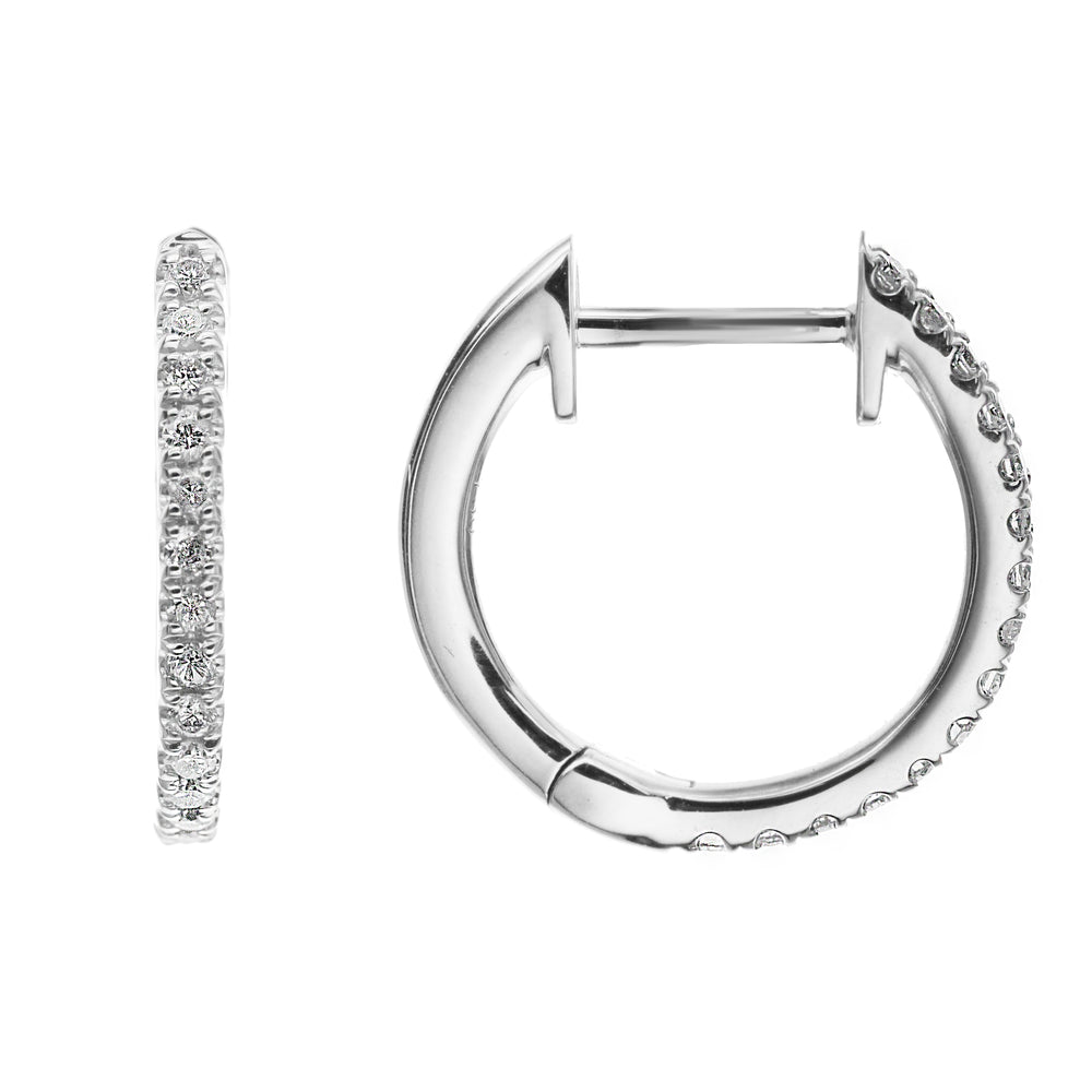 4K White Gold Diamond Small Hoop Earrings
