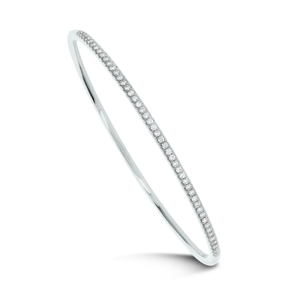 18K White Gold Diamond Bangle 0.50 Carat Minimalist Bracelet