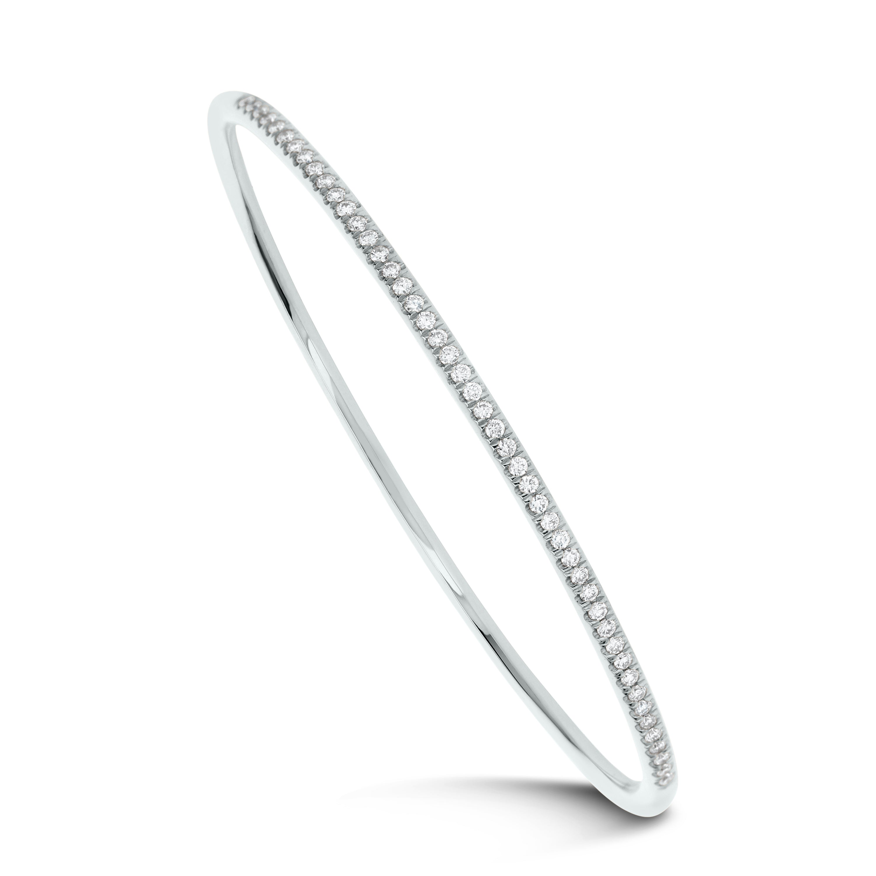 18K White Gold Diamond Bangle 0.50 Carat Minimalist Bracelet