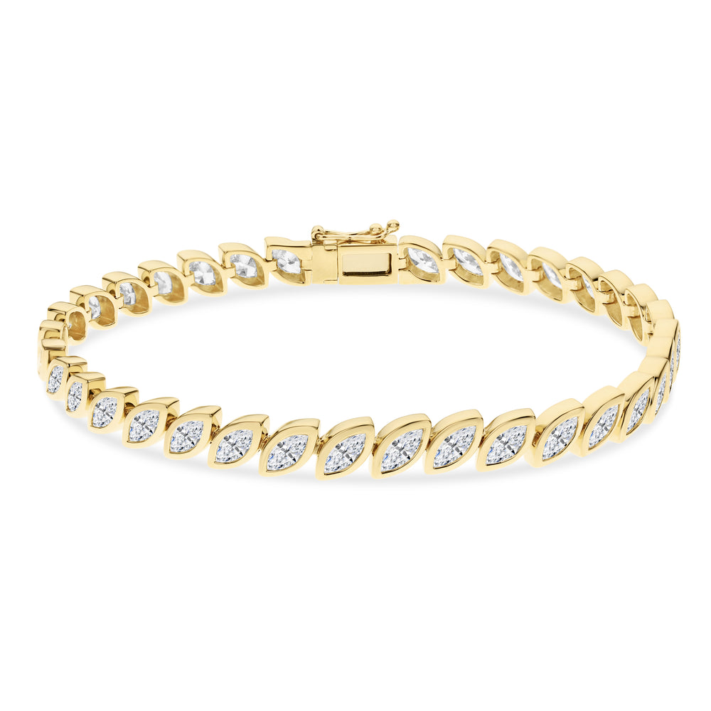 18K White Gold Marquise Cut Diamond Tennis Bracelet 5.25 Carat