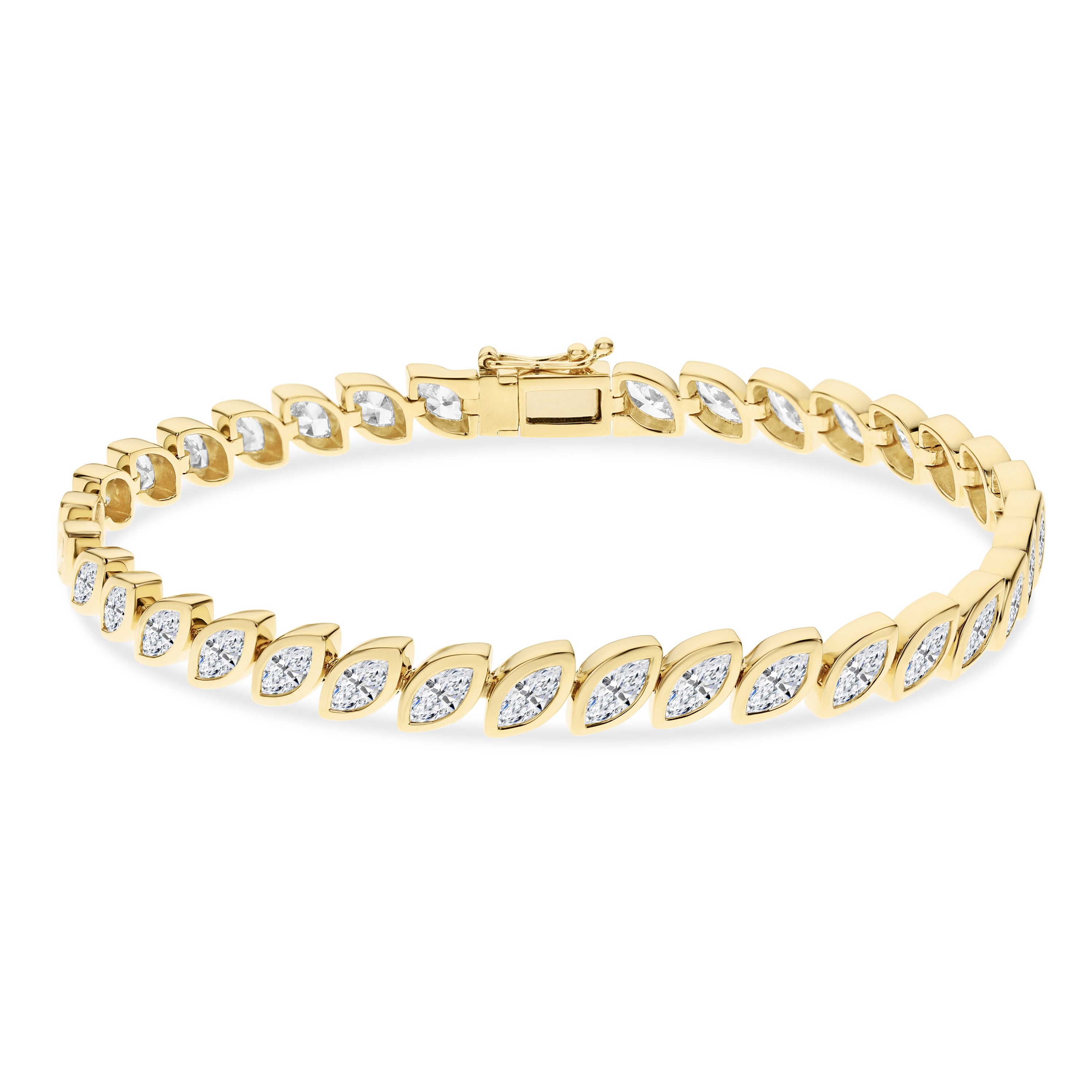 18K White Gold Marquise Cut Diamond Tennis Bracelet 5.25 Carat