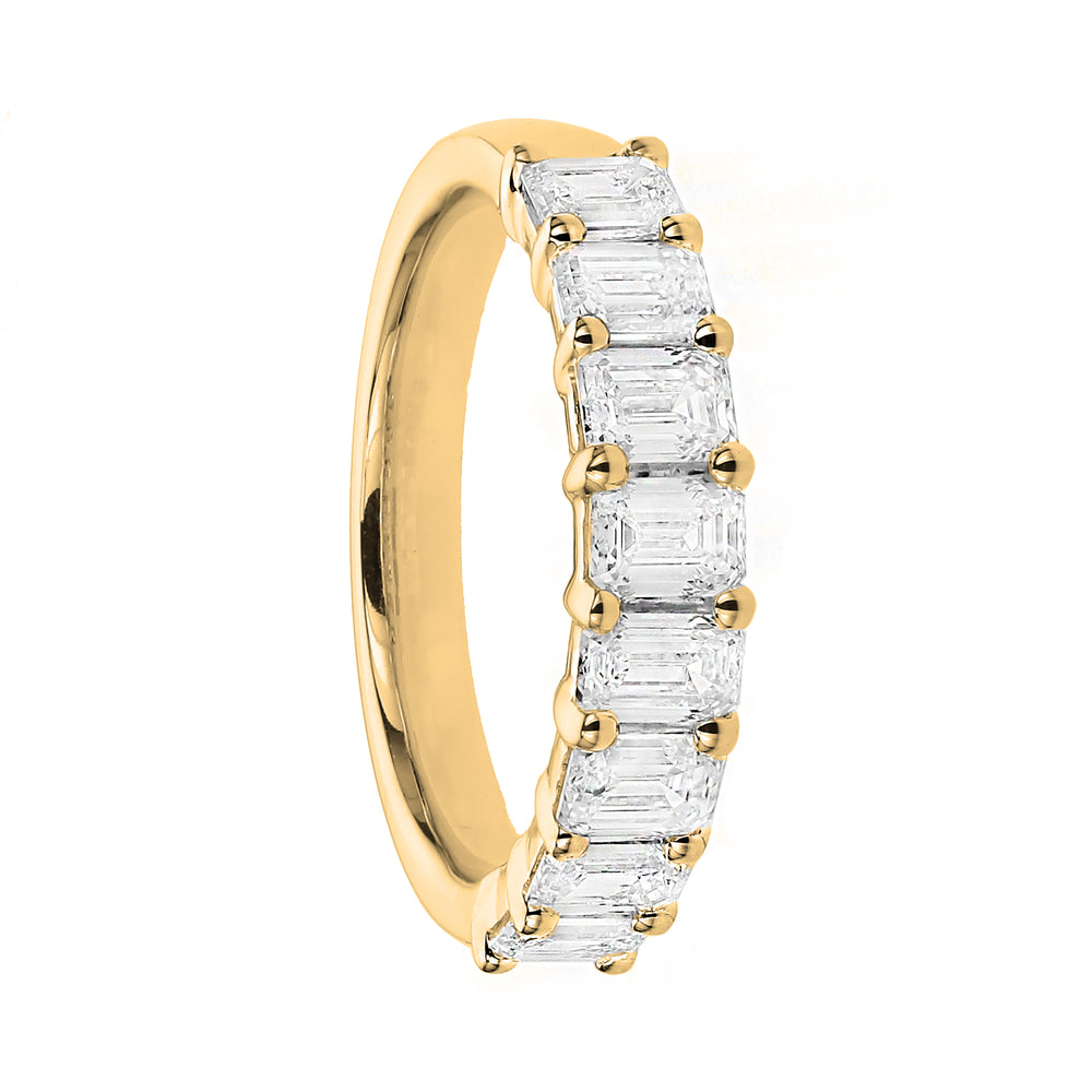 8K Yellow Gold Emerald Cut Diamond Band 2.00 Carat