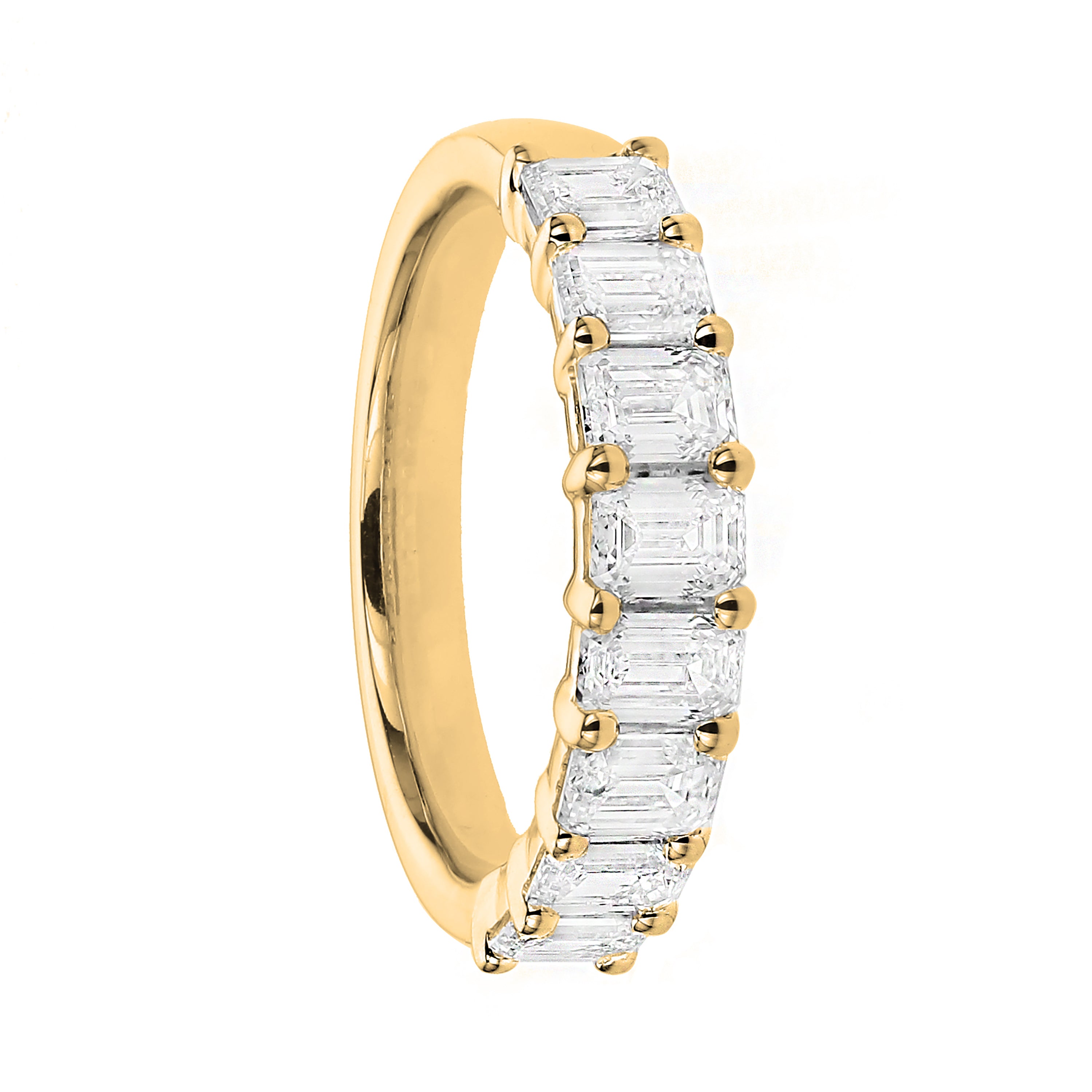 8K Yellow Gold Emerald Cut Diamond Band 2.00 Carat