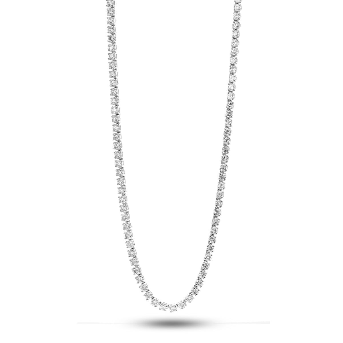 18K White Gold Diamond Tennis Necklace 20 Carats – 113 Diamonds 18 Inch