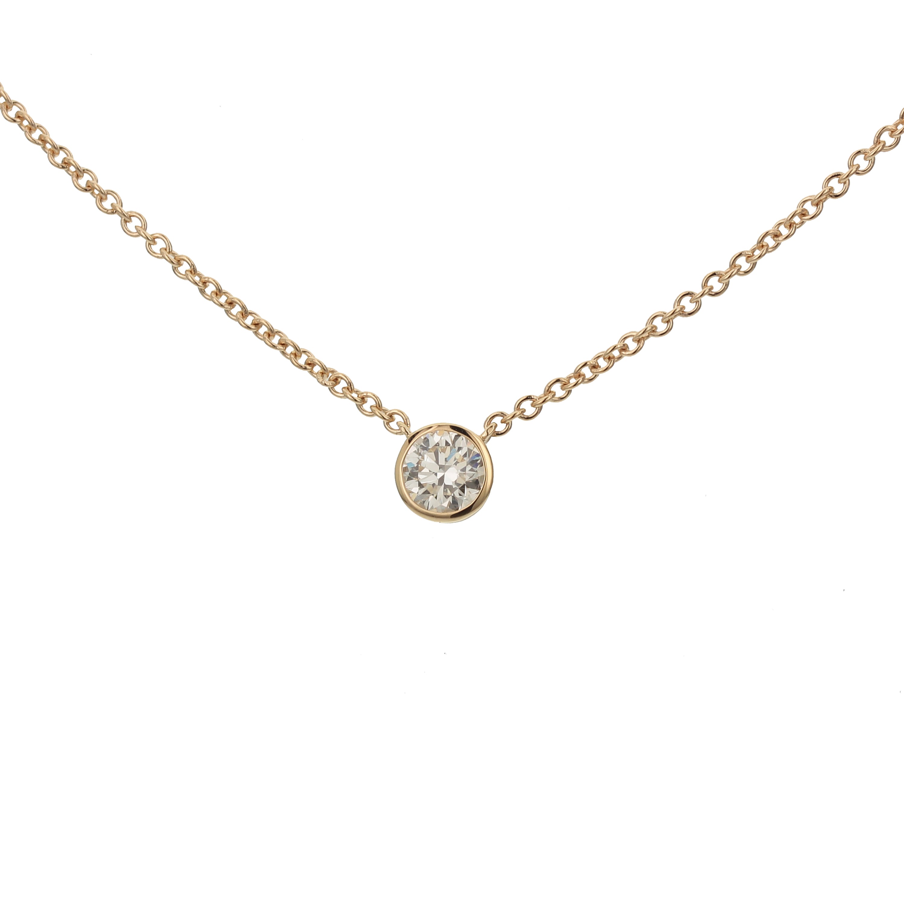 18K Yellow Gold Bezel Set Diamond Necklace