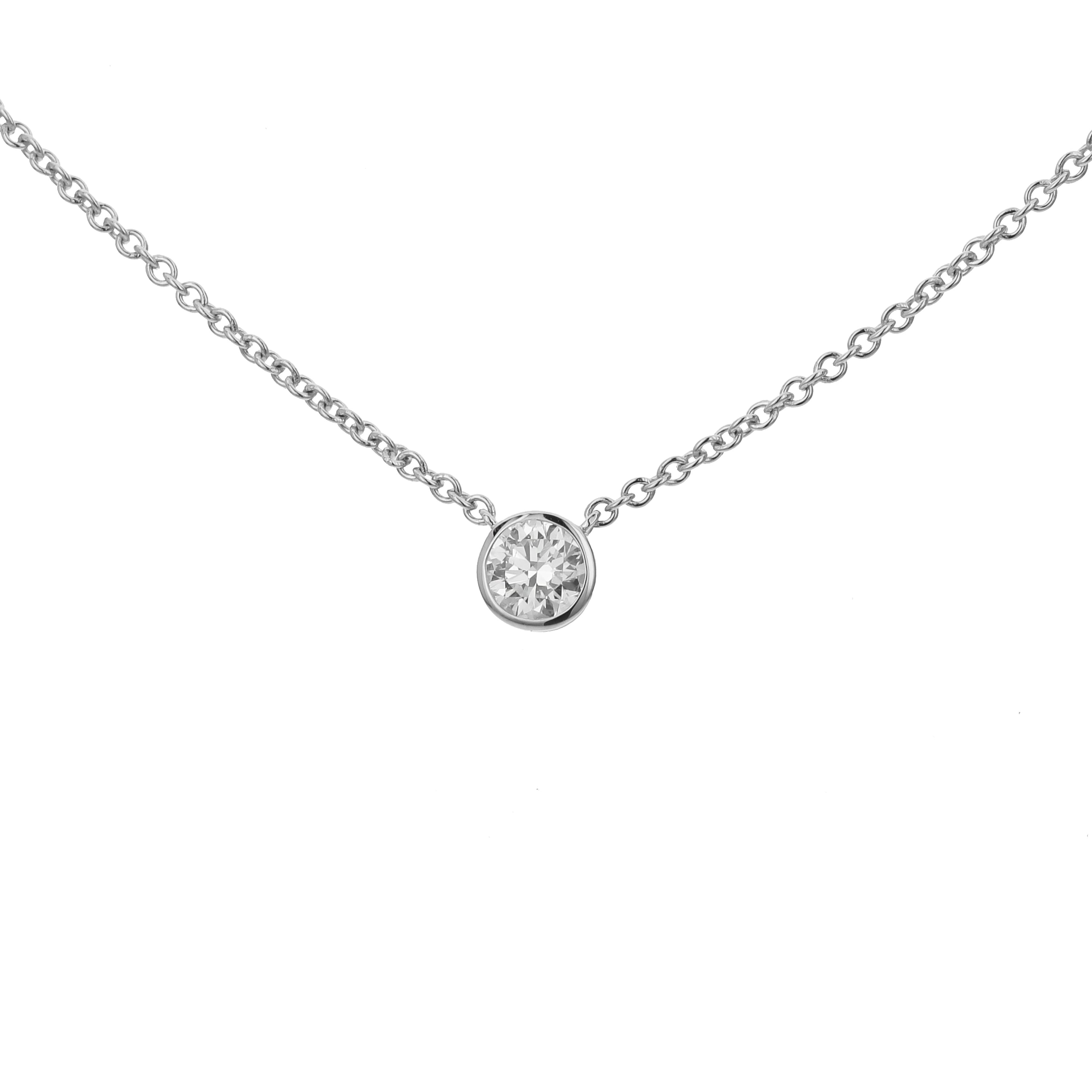 18K White Gold Solitaire Diamond Necklace