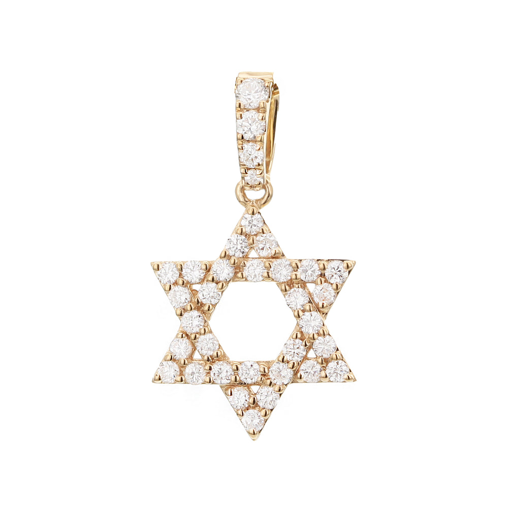 18K Yellow Gold Diamond Star of David Necklace