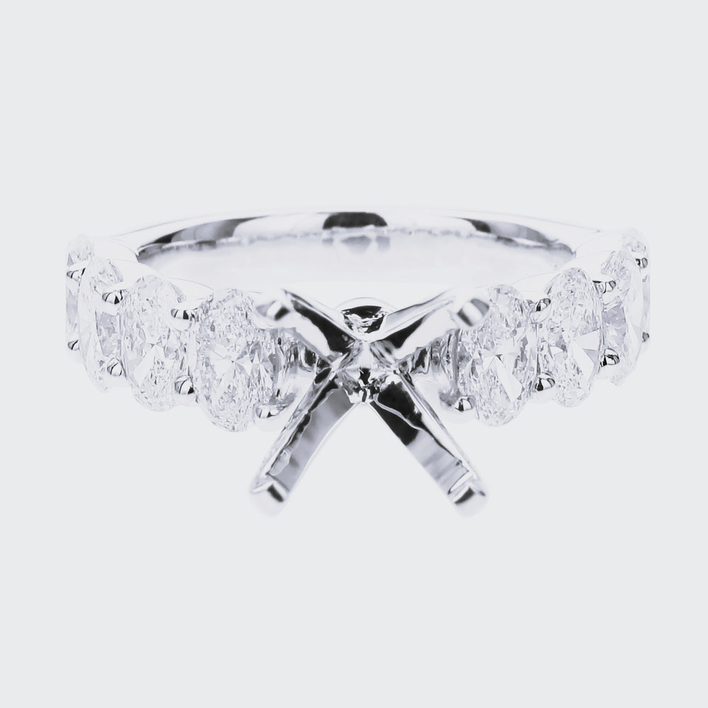 18K White Gold Oval Diamond Engagement Ring Setting 2.55 Carat