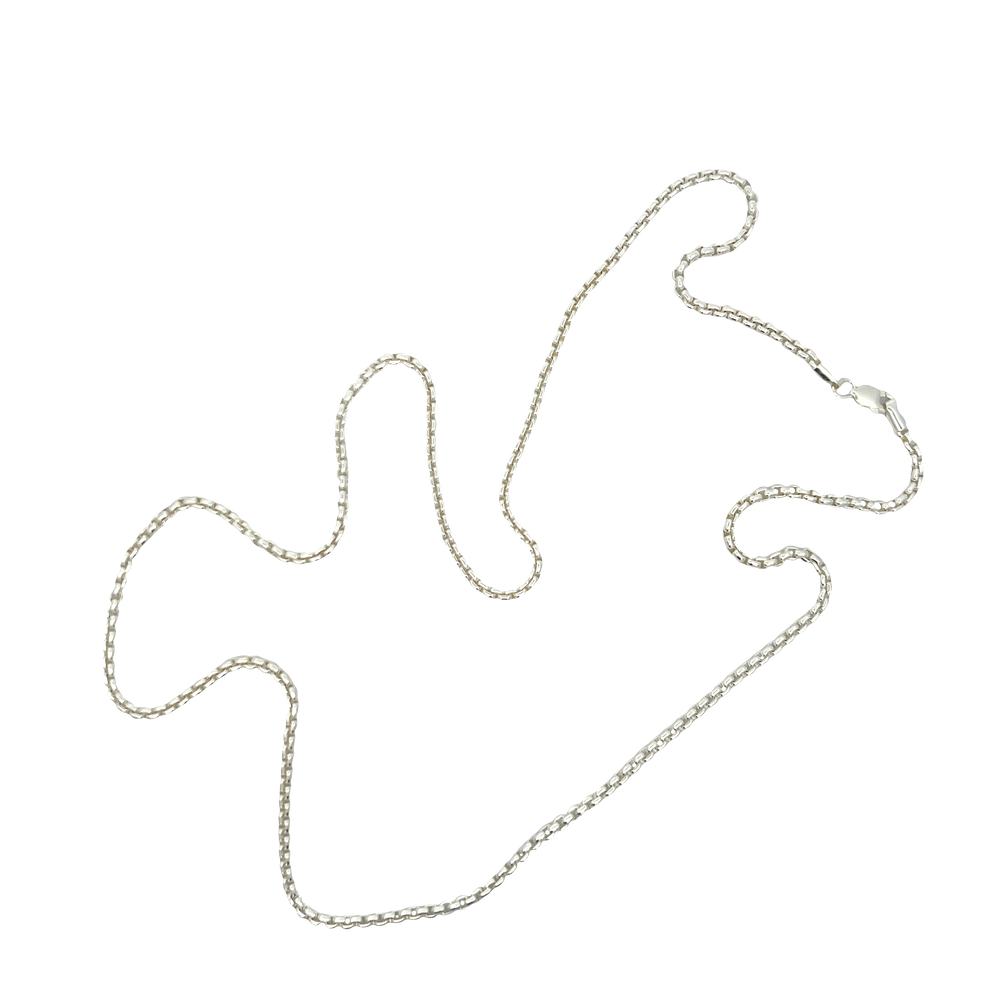 Sterling Silver Rounded Box Chain Necklace 24" | 2.6mm High Polish