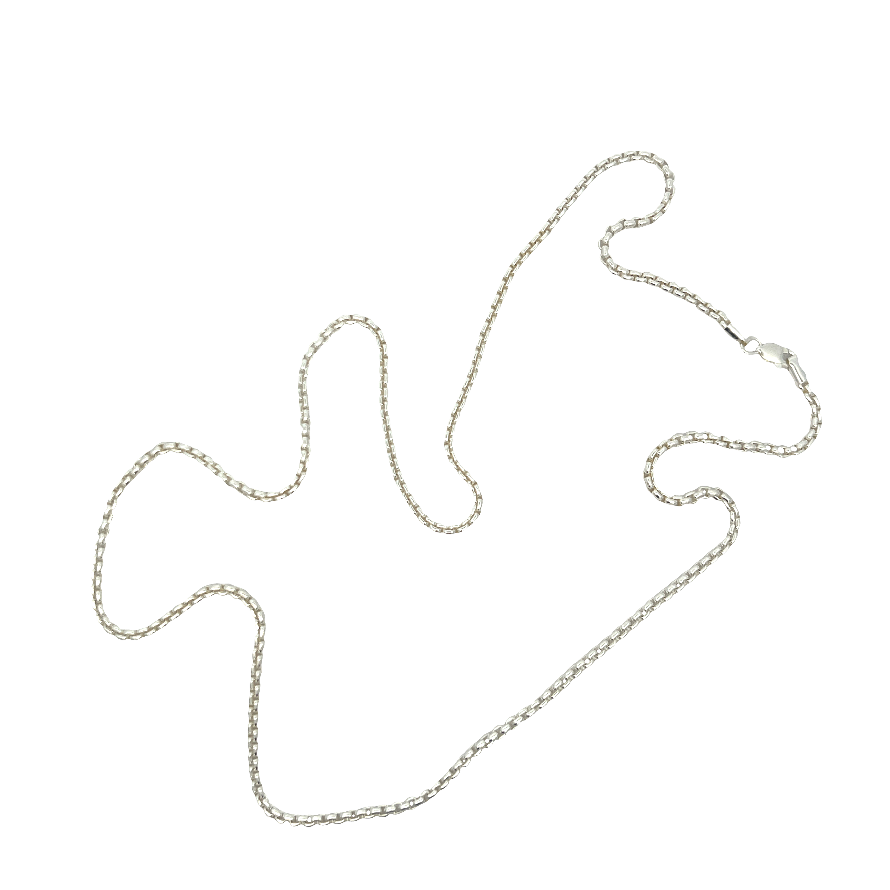 Sterling Silver Rounded Box Chain Necklace 24" | 2.6mm High Polish