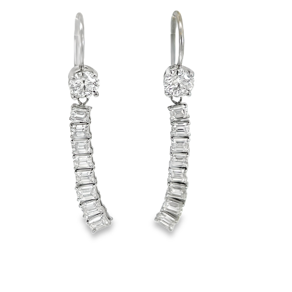 Estate Platinum & 18K White Gold Diamond Baguette Dangle Earrings – 3.00 CTW