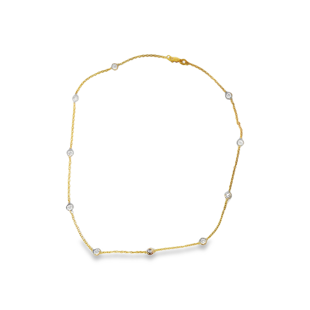 Estate 18K Yellow & White Gold 2.50 CTW Diamond by the Yard Necklace – 18"