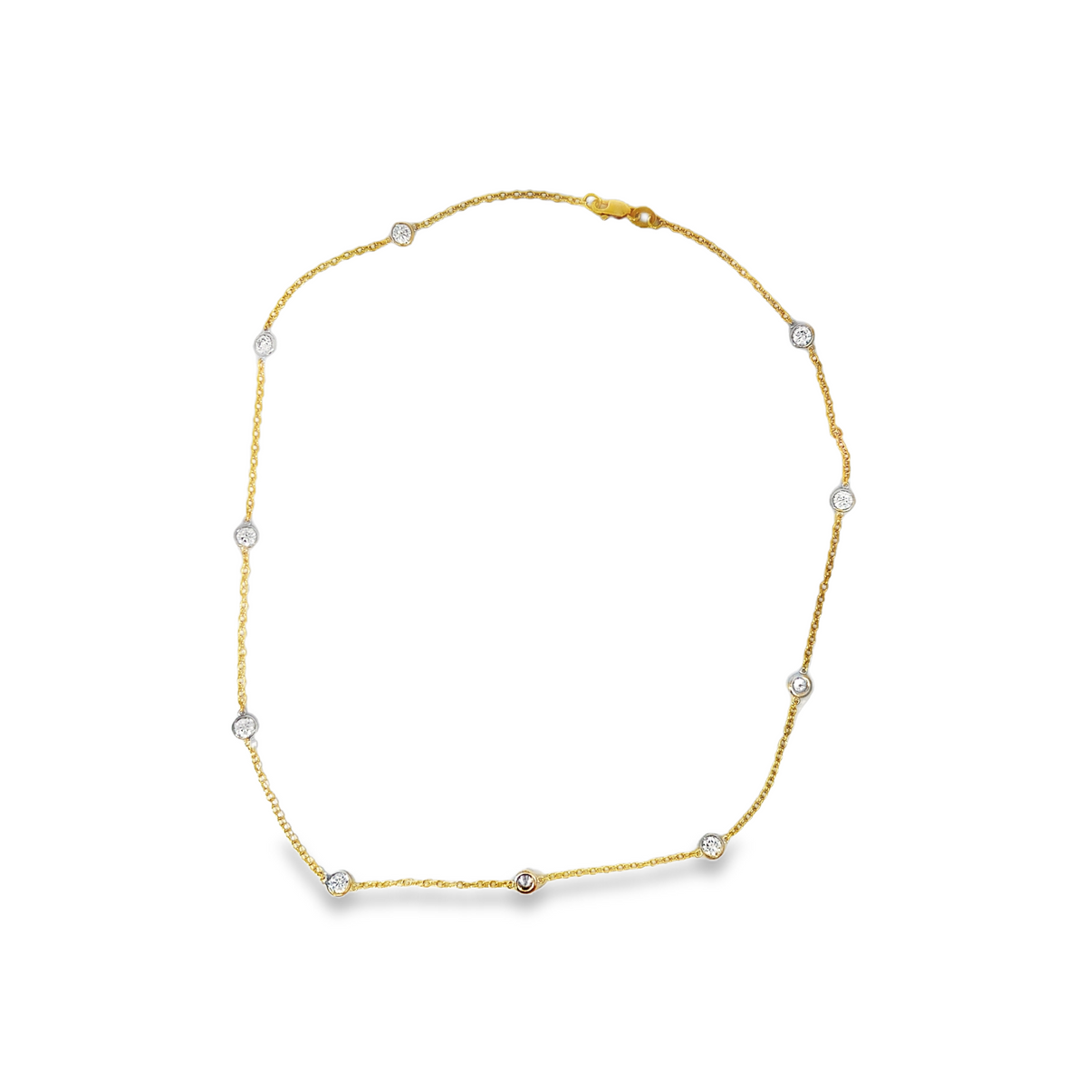 Estate 18K Yellow & White Gold 2.50 CTW Diamond by the Yard Necklace – 18"