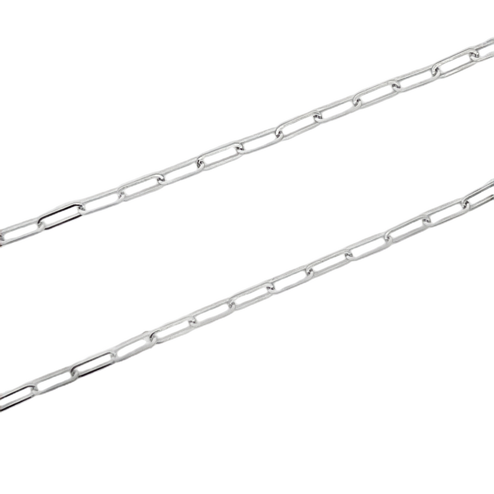 14K White Gold Paperclip Link Chain Necklace, 2.6mm, 18 Inch
