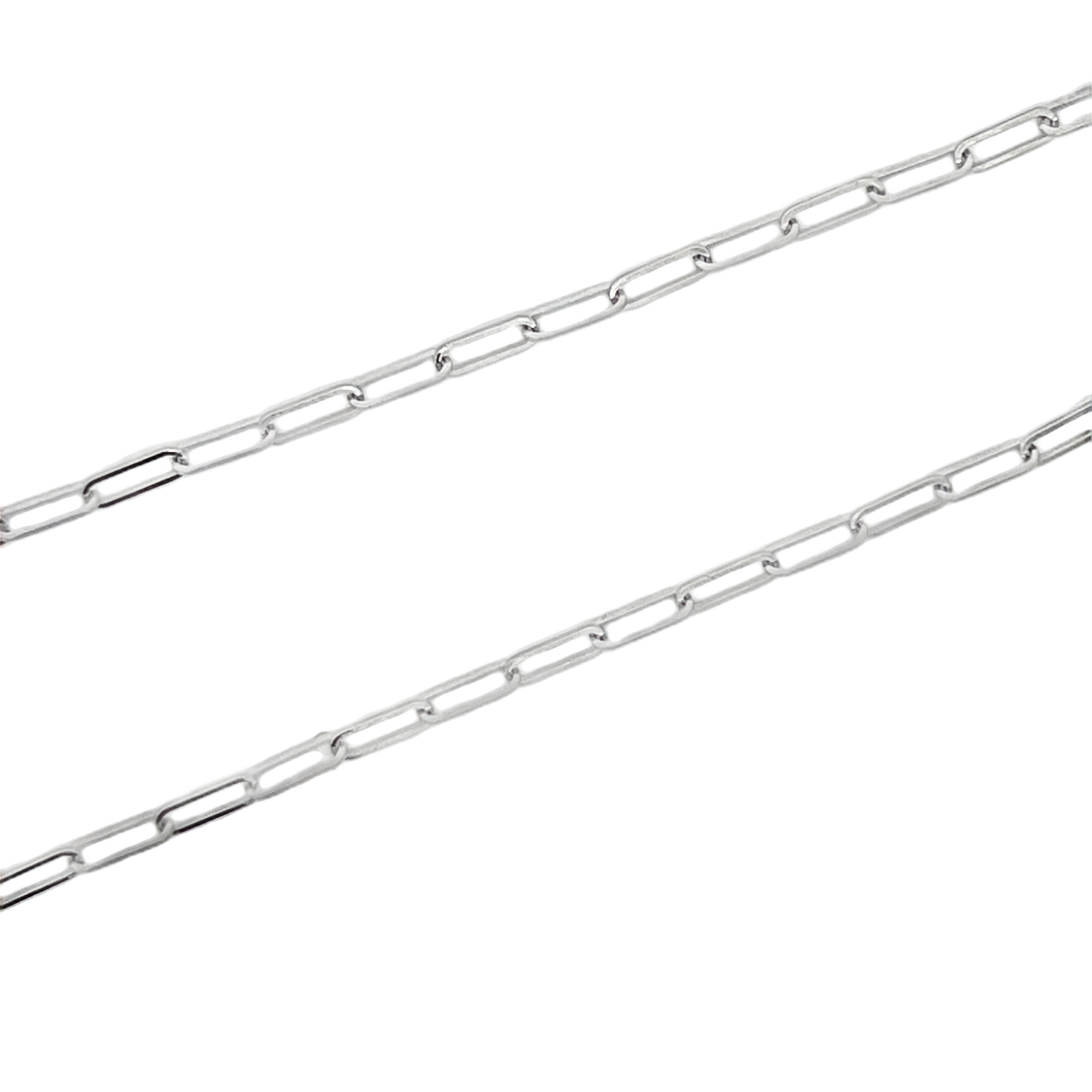 14K White Gold Paperclip Link Chain Necklace, 2.6mm, 18 Inch