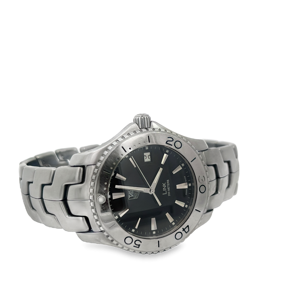 Pre-Owned TAG Heuer Link Black Dial Stainless Steel Quartz Ref. WJ1110 Men's Watch Box Included