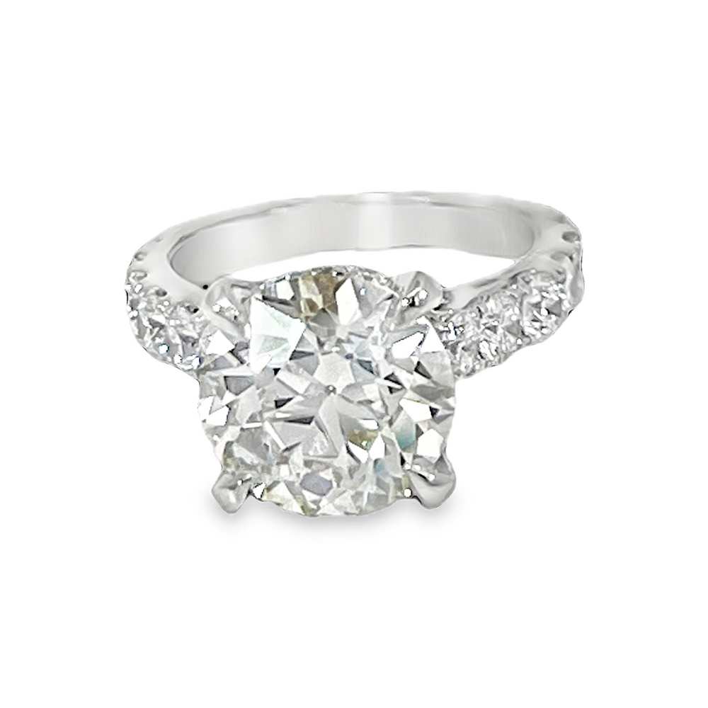 18K White Gold 4.80 CT GIA Certified Round Brilliant Diamond Engagement Ring – 6.35 CTW