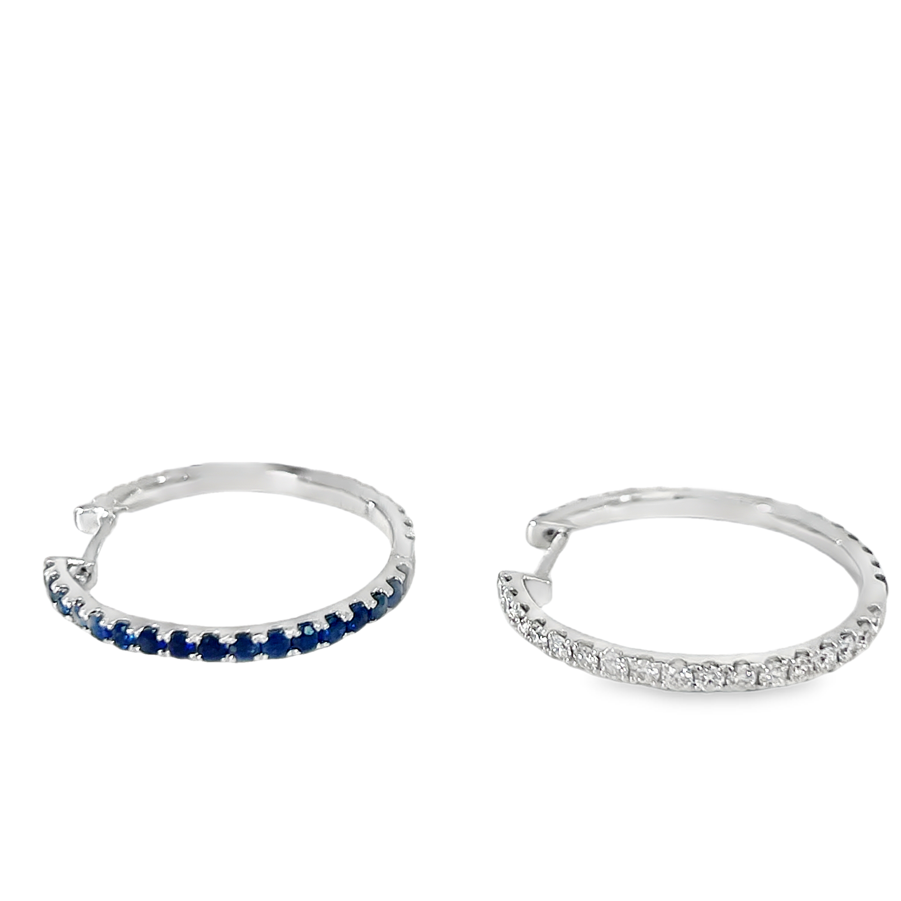 14K White Gold Reversible Sapphire & Diamond Hoop Earrings – 2.00 CTW