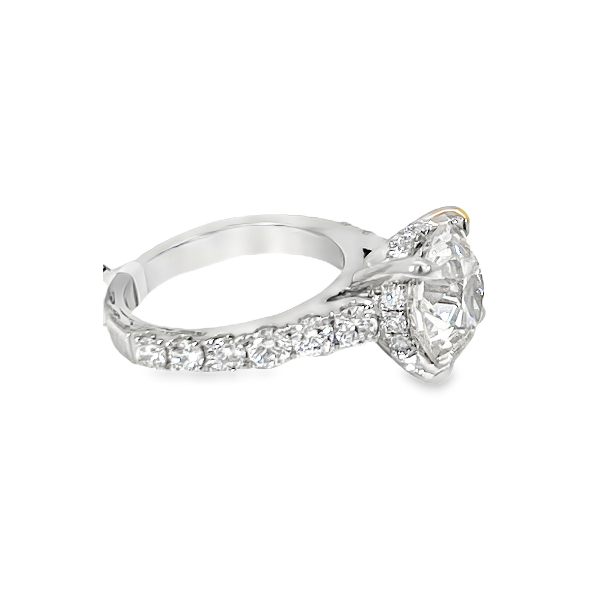 18K White Gold 4.80 CT GIA Certified Round Brilliant Diamond Engagement Ring – 6.35 CTW