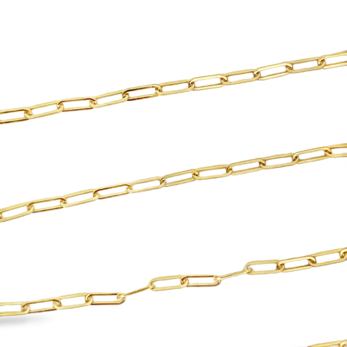 14K Yellow Gold Paperclip Link Chain Necklace, 2.1mm, 18 Inch
