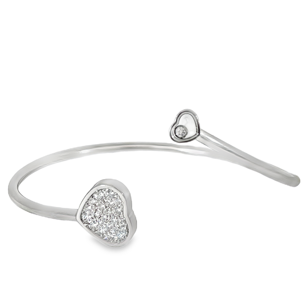 Estate Chopard Happy Hearts 18K White Gold Pavé Diamond Bangle Bracelet – Size M