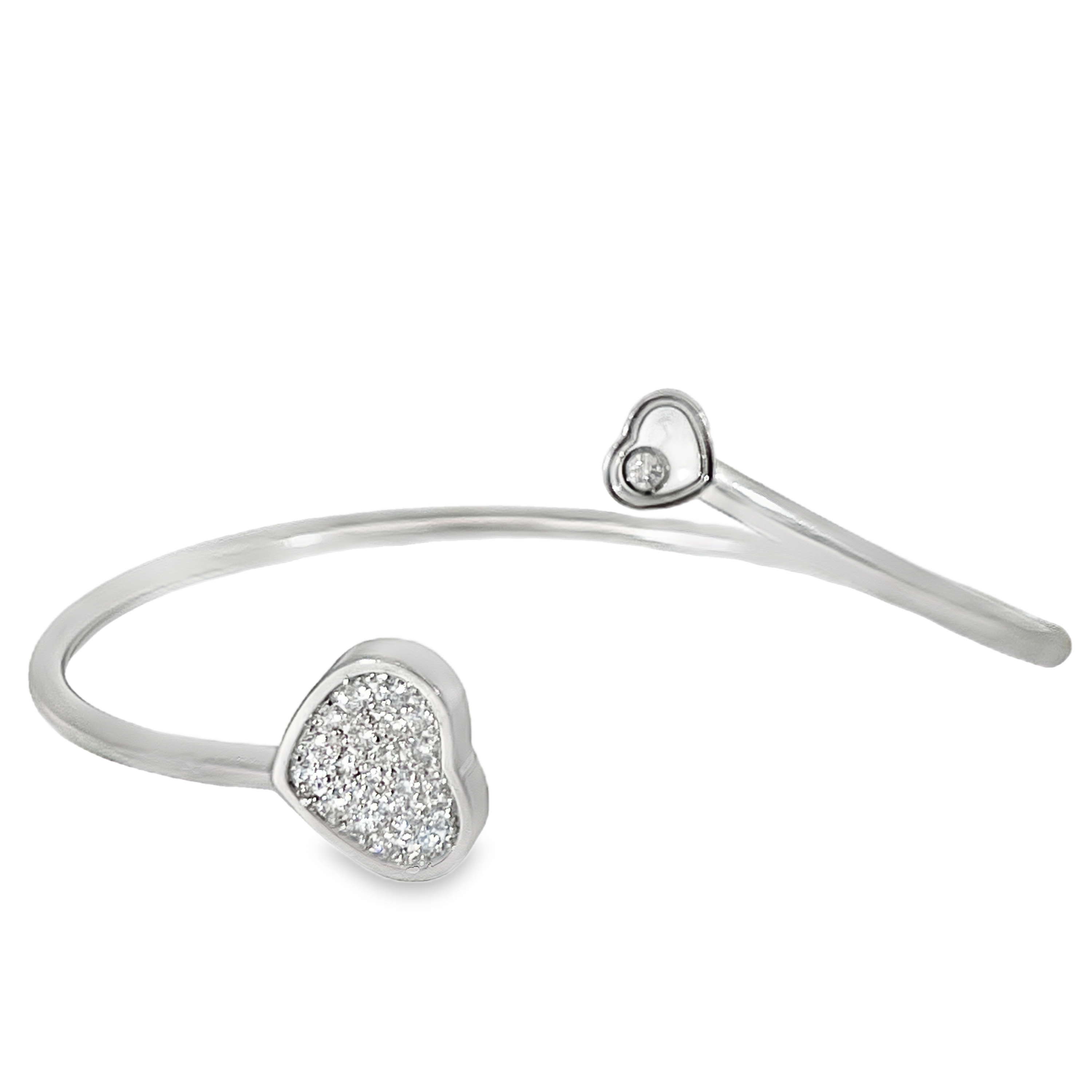 Estate Chopard Happy Hearts 18K White Gold Pavé Diamond Bangle Bracelet – Size M