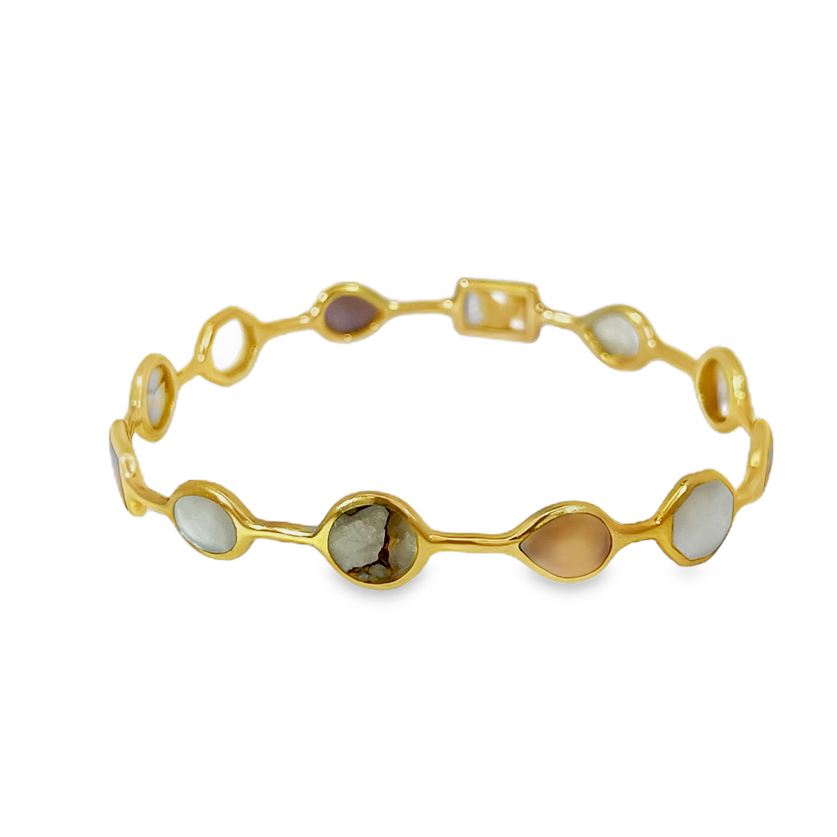 Estate IPPOLITA Rock Candy® Hero Gelato 18K Yellow Gold Desert Multi-Stone Bangle Bracelet – Size L