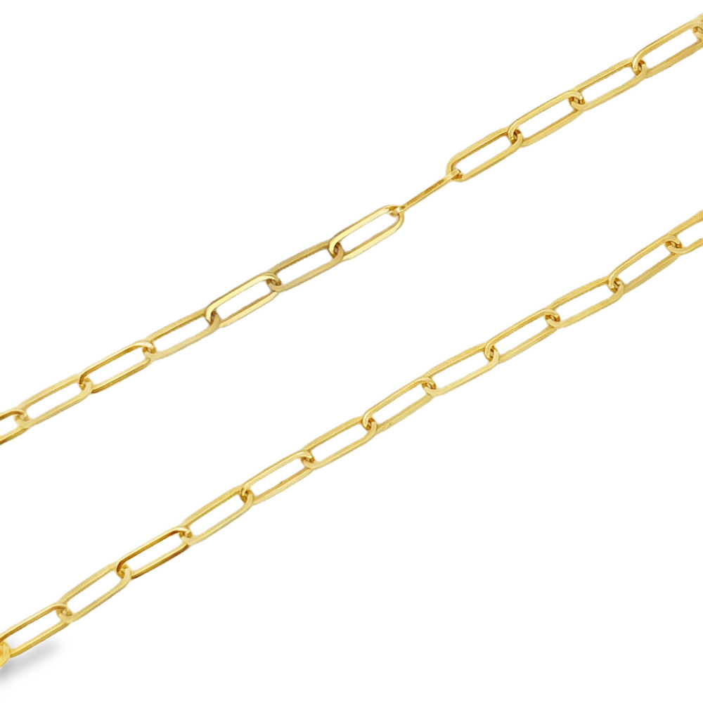 14K Yellow Gold Paperclip Link Chain Necklace, 3.7mm, 18 Inch