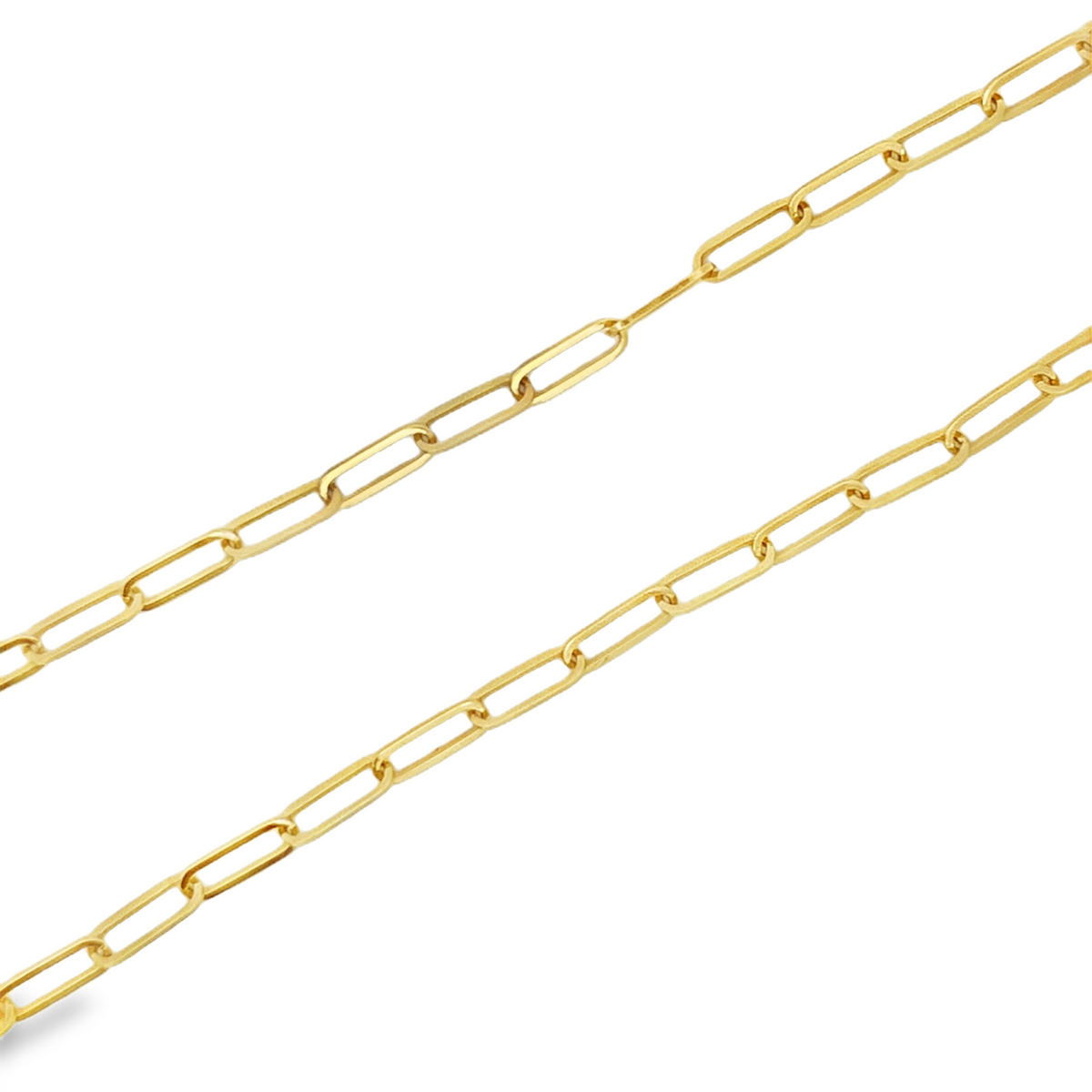 14K Yellow Gold Paperclip Link Chain Necklace, 3.7mm, 18 Inch
