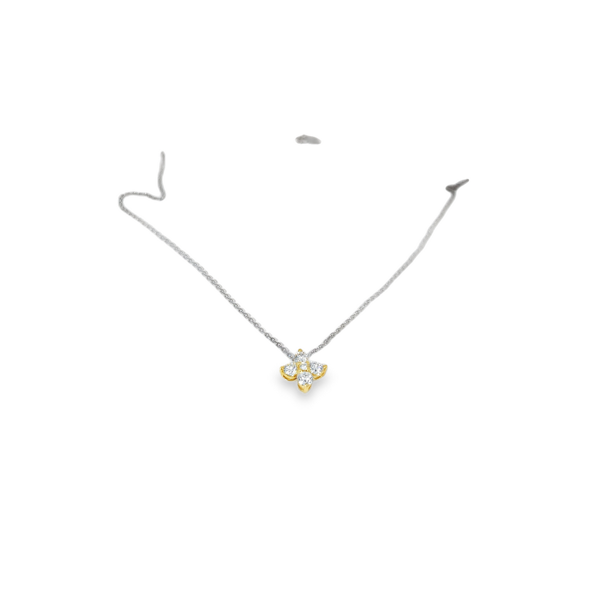 18K Two-Tone Gold 1.28 CTW Diamond Floral Cluster Necklace – 16"