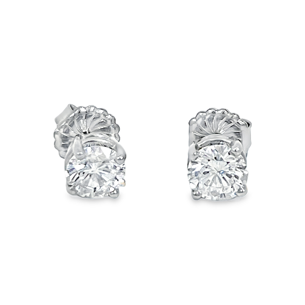 Platinum GIA Certified 2.56 CTW F VS2 Round Brilliant Diamond Stud Earrings