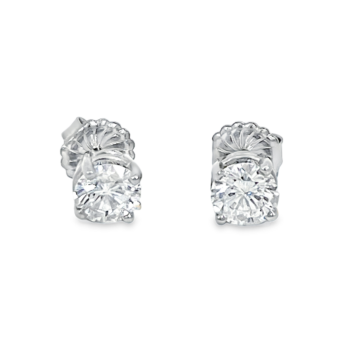 Platinum GIA Certified 2.56 CTW F VS2 Round Brilliant Diamond Stud Earrings