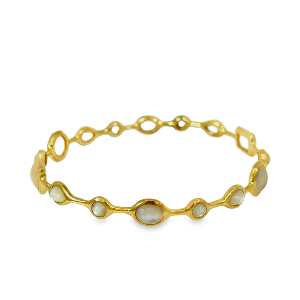 Estate IPPOLITA Rock Candy® 18K Yellow Gold Mother-of-Pearl All-Stone Bangle Bracelet – Size L