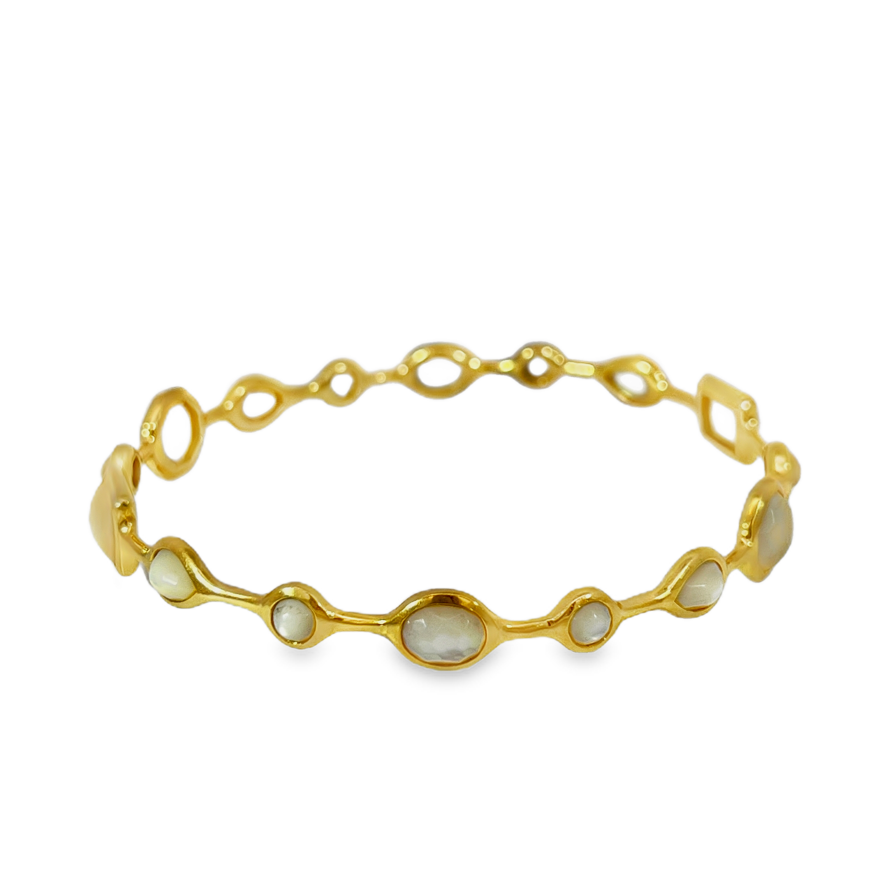 Estate IPPOLITA Rock Candy® 18K Yellow Gold Mother-of-Pearl All-Stone Bangle Bracelet – Size L