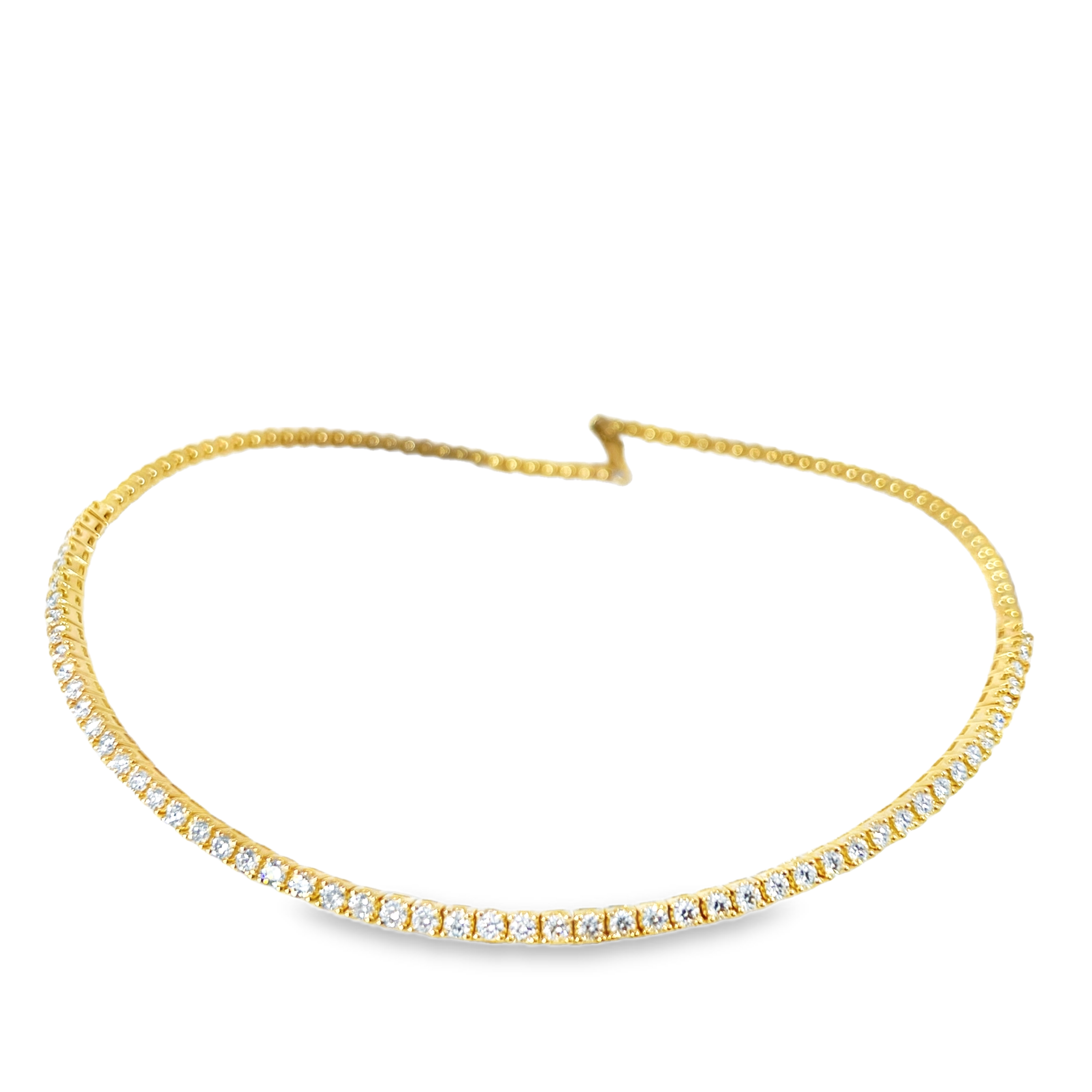 14K Yellow Gold 3.00 CTW Diamond Tennis Choker Necklace