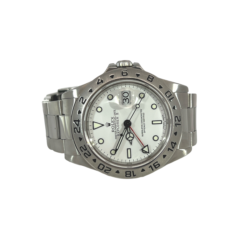 Pre-Owned Rolex Explorer II “Polar” White Dial 40mm Ref. 16570 – Box & Authentication Card