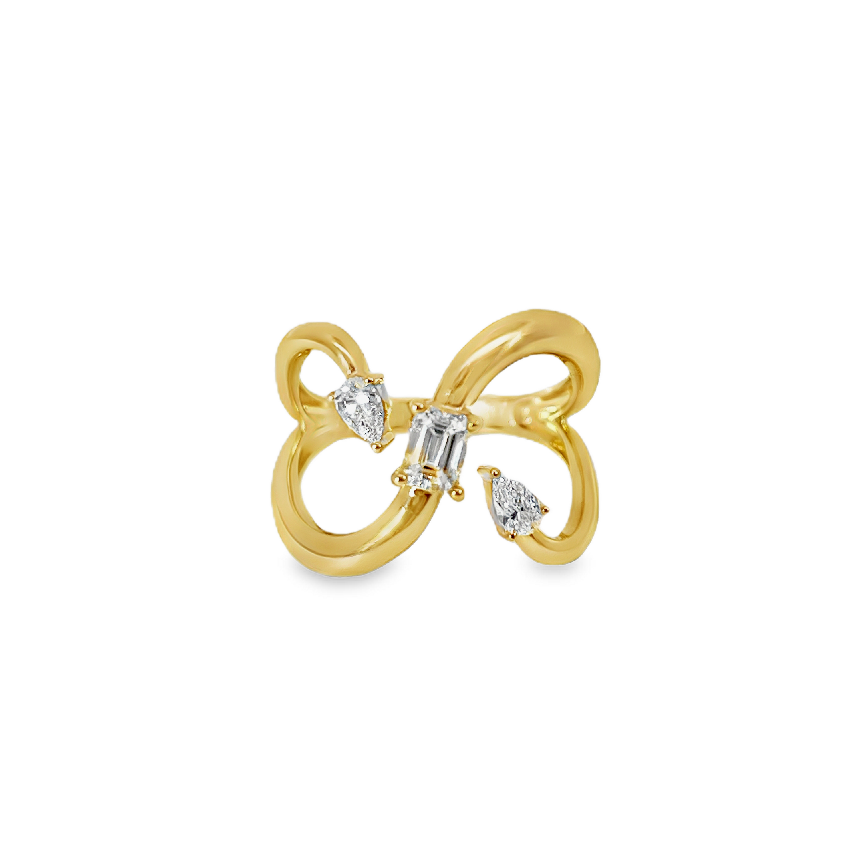 14K Yellow Gold 0.64 CTW Mixed-Shape Diamond Open Loop Cocktail Ring