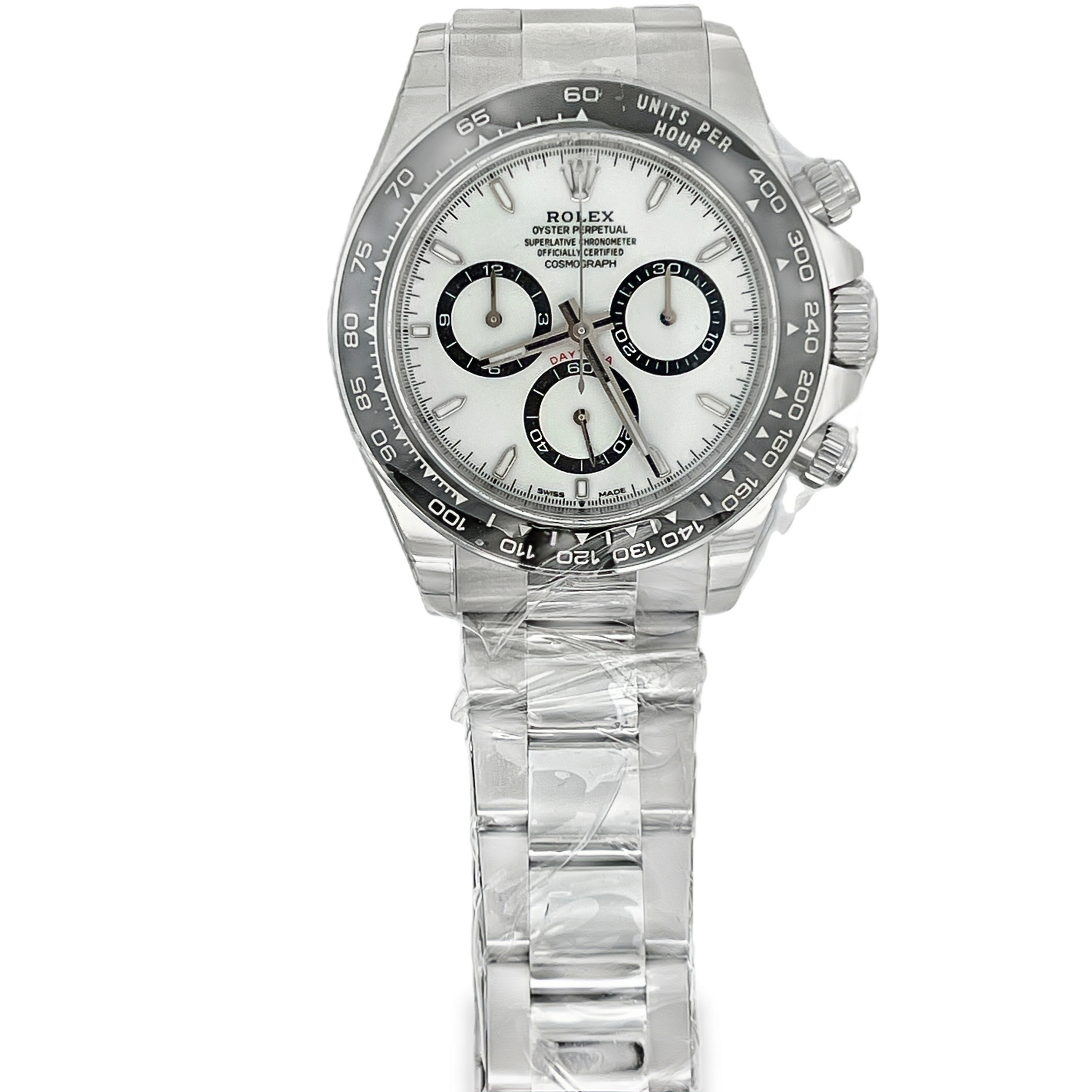 Pre-Owned Rolex Cosmograph Daytona "Panda" Ref. 126500LN White Dial Stainless Steel Watch – 2024, Box & Papers