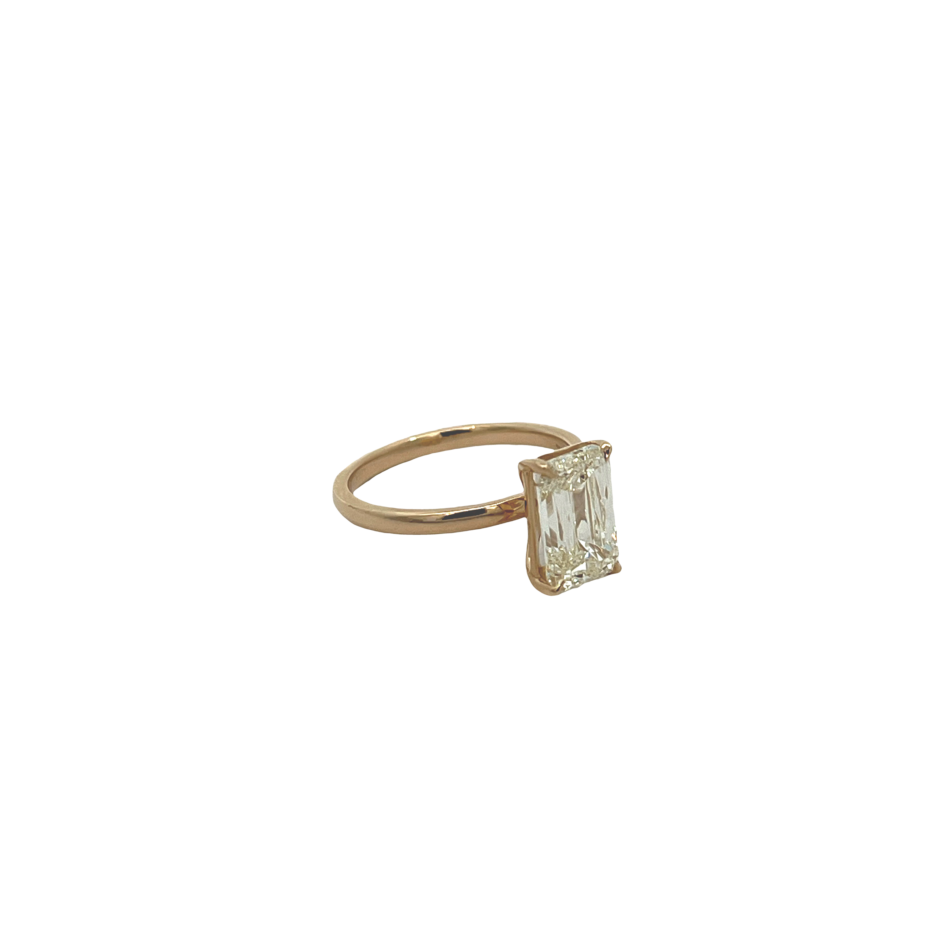 14K Yelliow Gold 2.76 Carat GIA Certified Emerald Cut Diamond Solitaire Ring