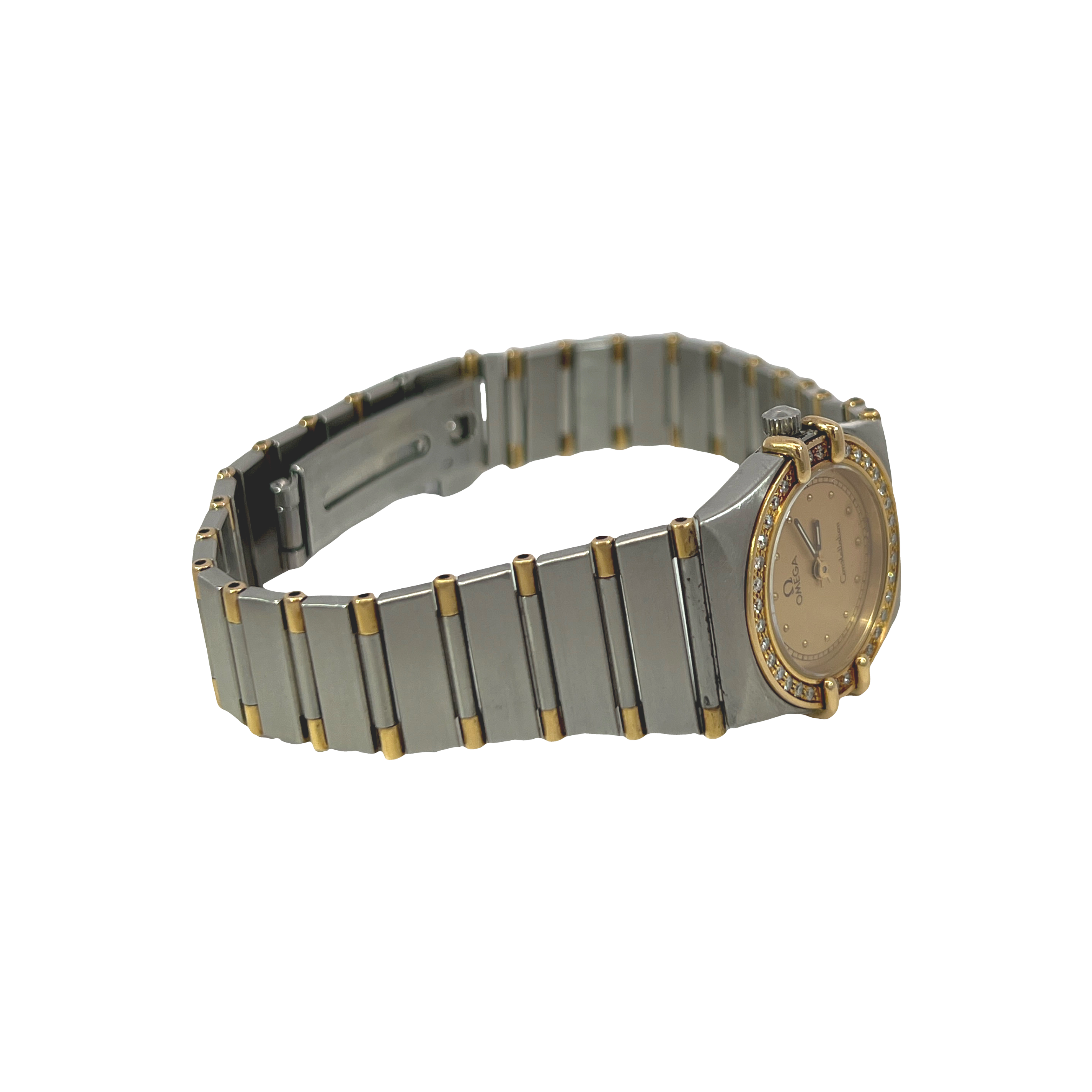 Pre-Owned Omega Constellation Manhattan 21mm Two-Tone 18K Yellow Gold Diamond Bezel Watch – 1991