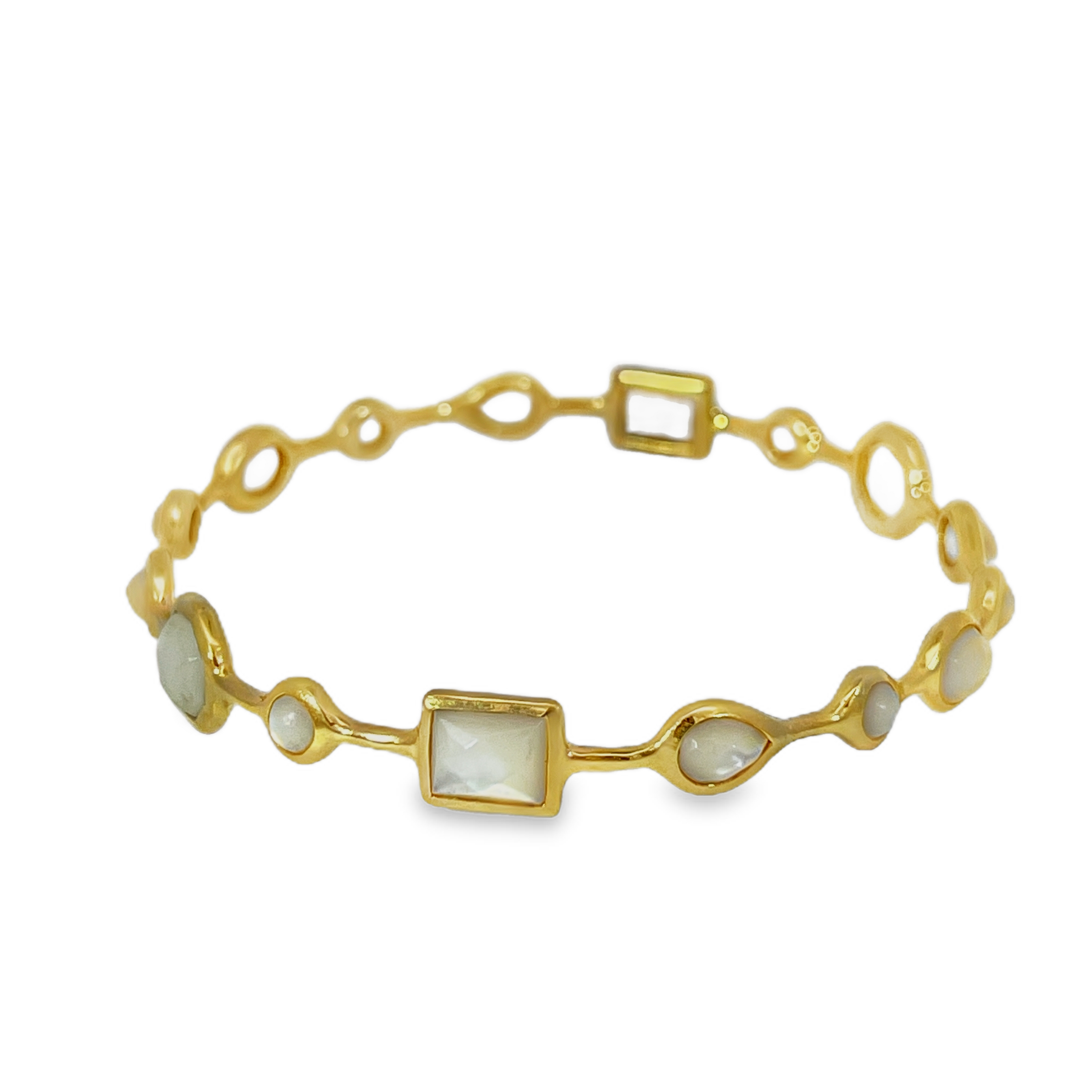 Estate IPPOLITA Rock Candy® 18K Yellow Gold Mother-of-Pearl All-Stone Bangle Bracelet – Size L