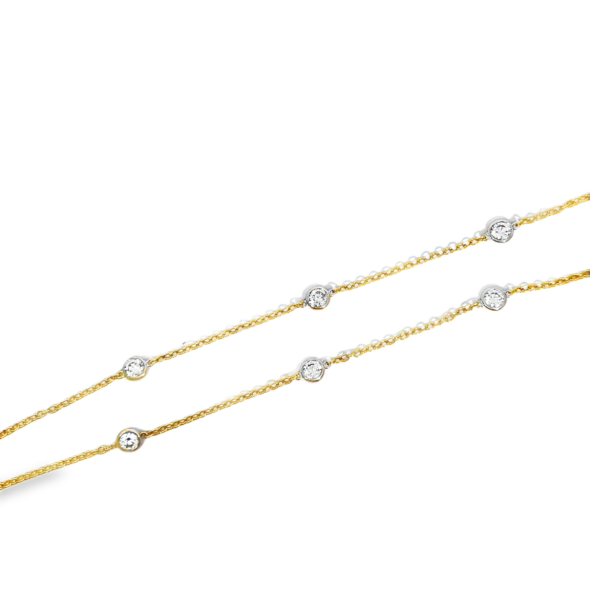 Estate 18K Yellow & White Gold 2.50 CTW Diamond by the Yard Necklace – 18"
