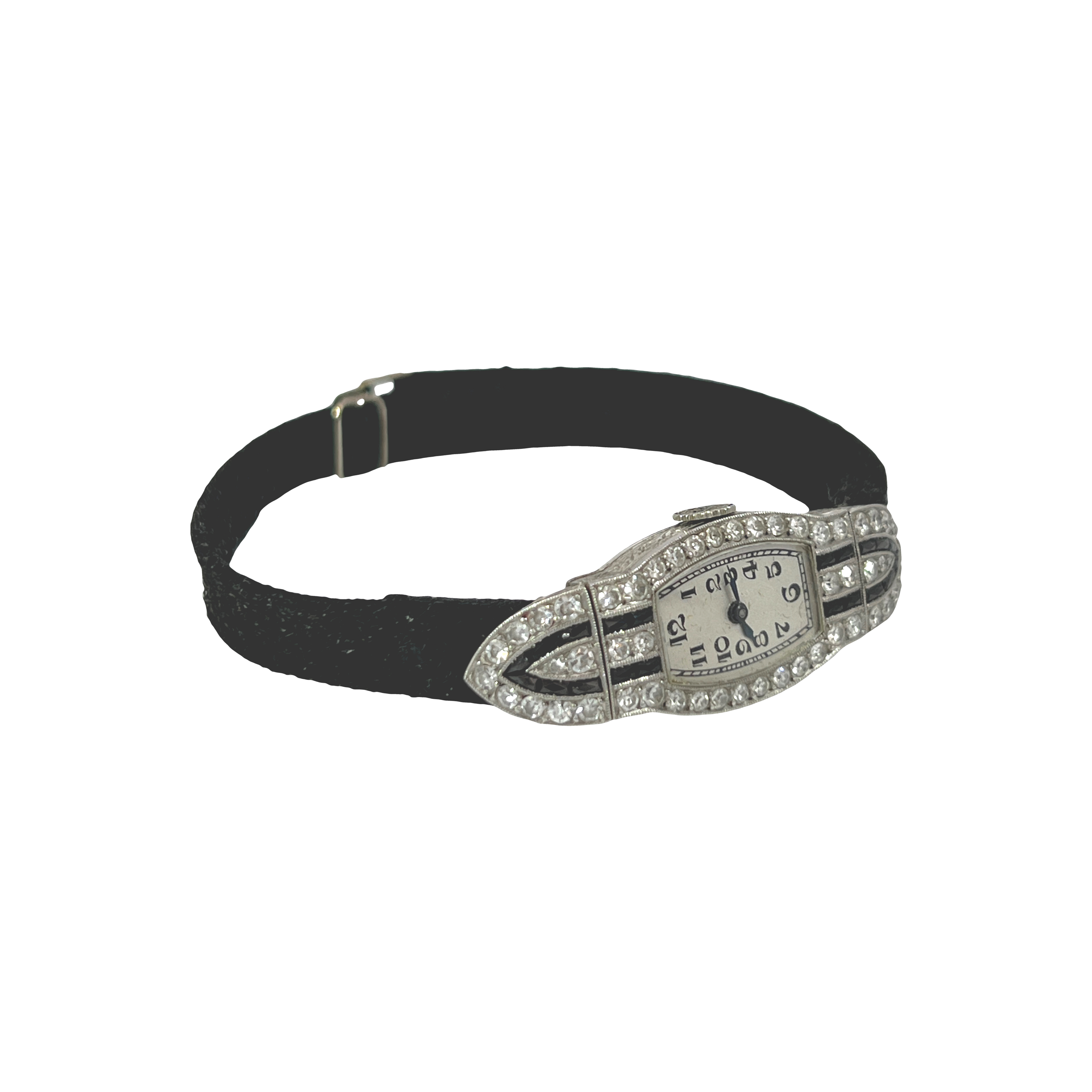 Estate 1920s Art Deco Platinum Diamond Ladies Cocktail Watch