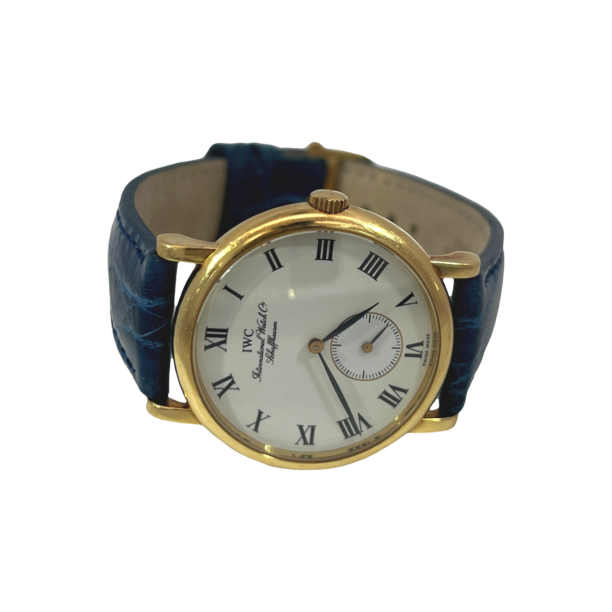 Estate Vintage IWC Schaffhausen 18K Yellow Gold Ultra-Thin Dress Watch Small Seconds 34mm