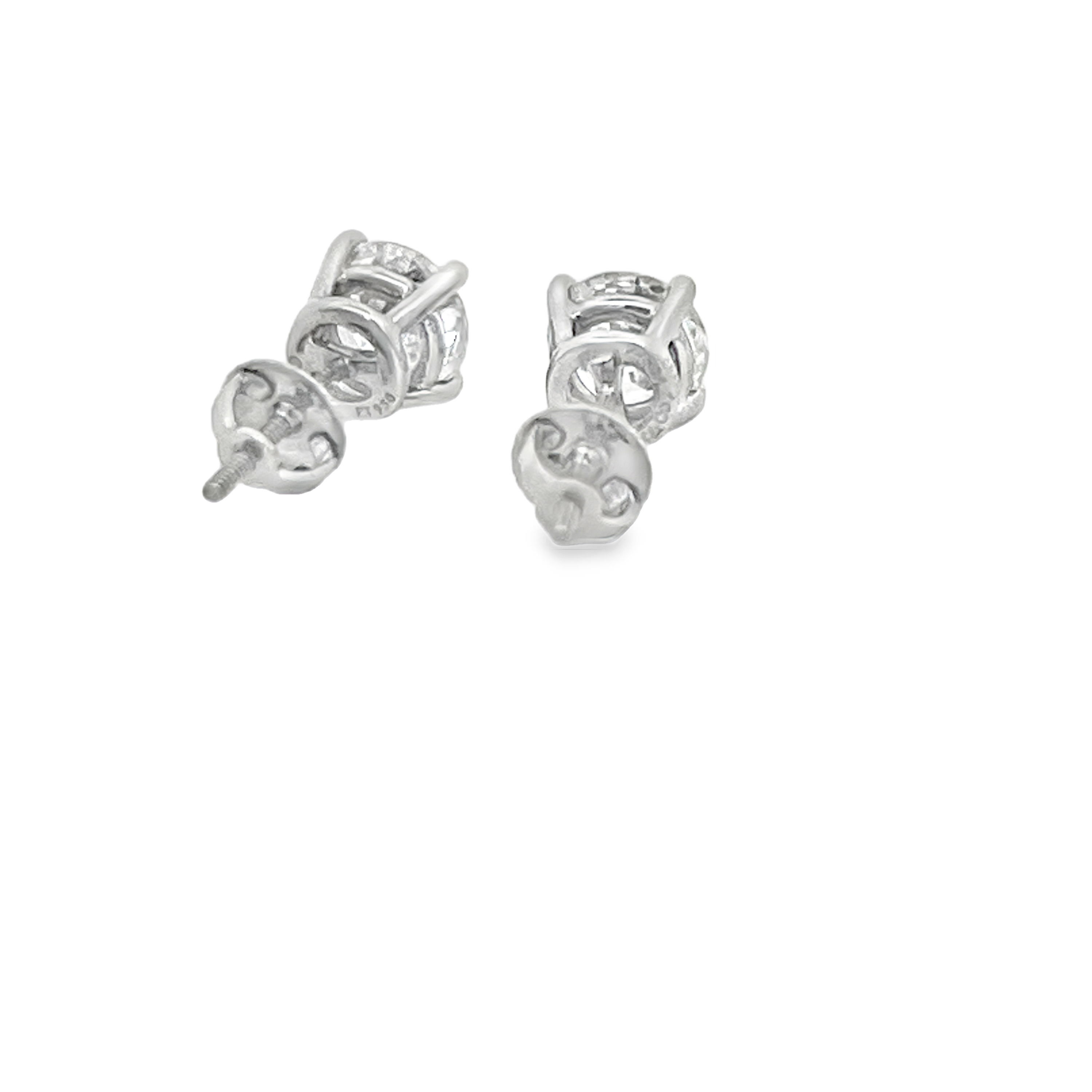 Estate Tiffany & Co. Platinum 2.50 Carat Diamond Stud Earrings | E/F VS