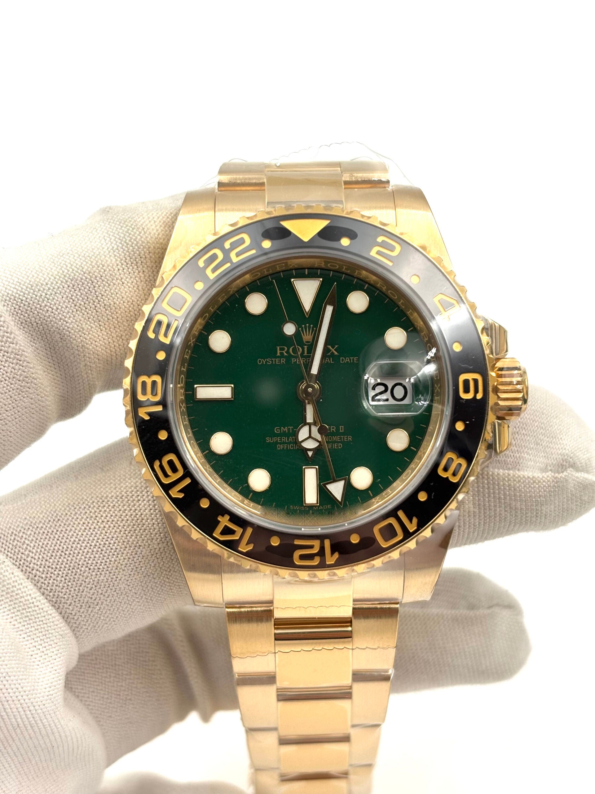 Rolex GMT-Master 116718LN Green Dial Yellow Gold – Golden Anvil